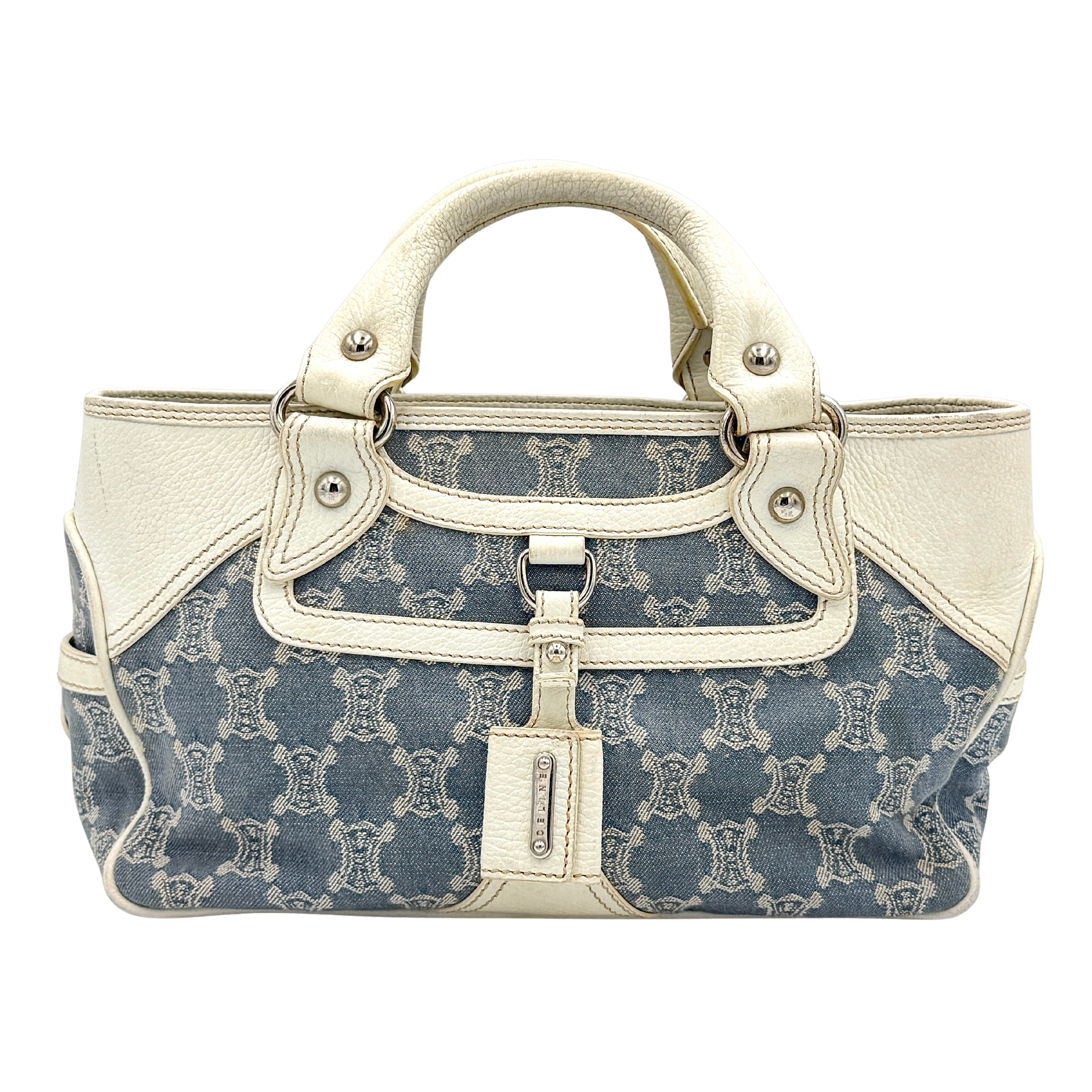Celine Triomphe Macadam Boogie Denim Handbag Blue/White