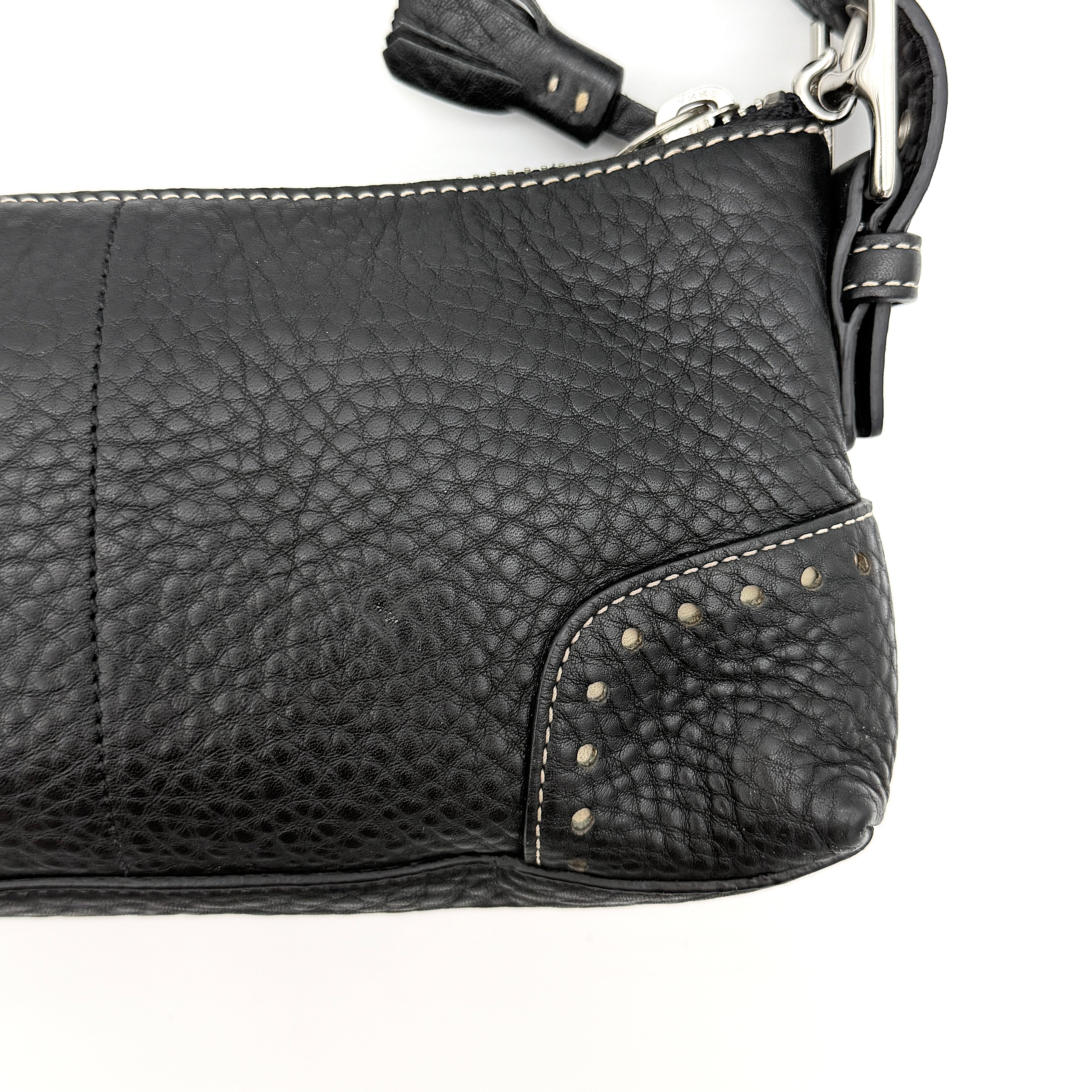 Coach Y2K Hampton Demi Pebbled Baguette Shoulder Bag Black