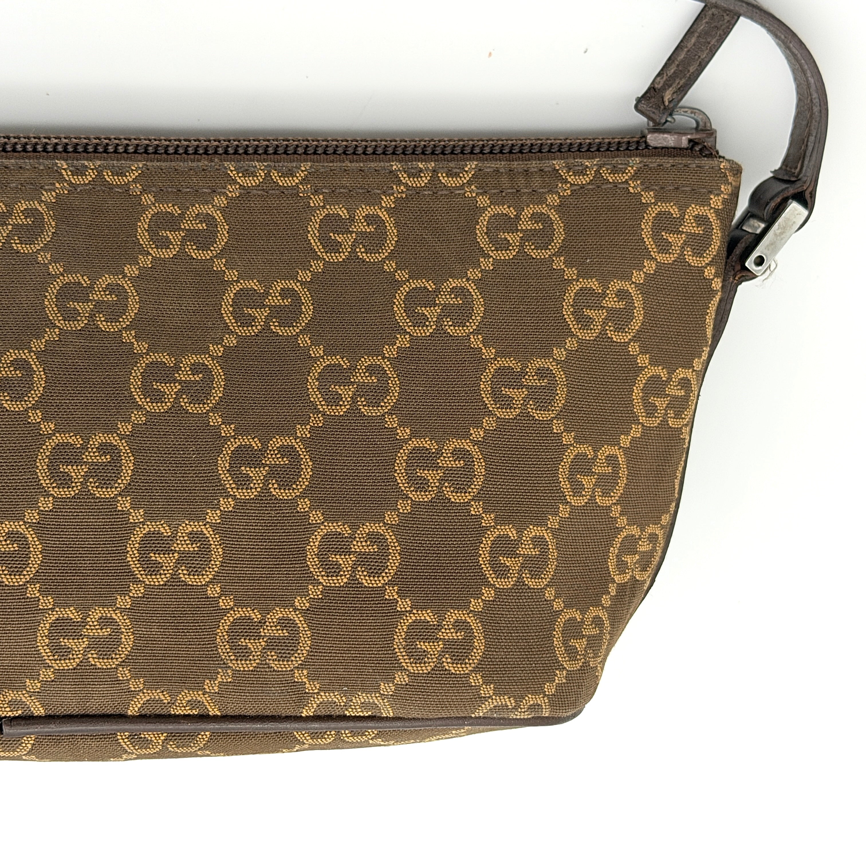 Gucci GG Monogram Pochette Boat Shoulder Bag Brown
