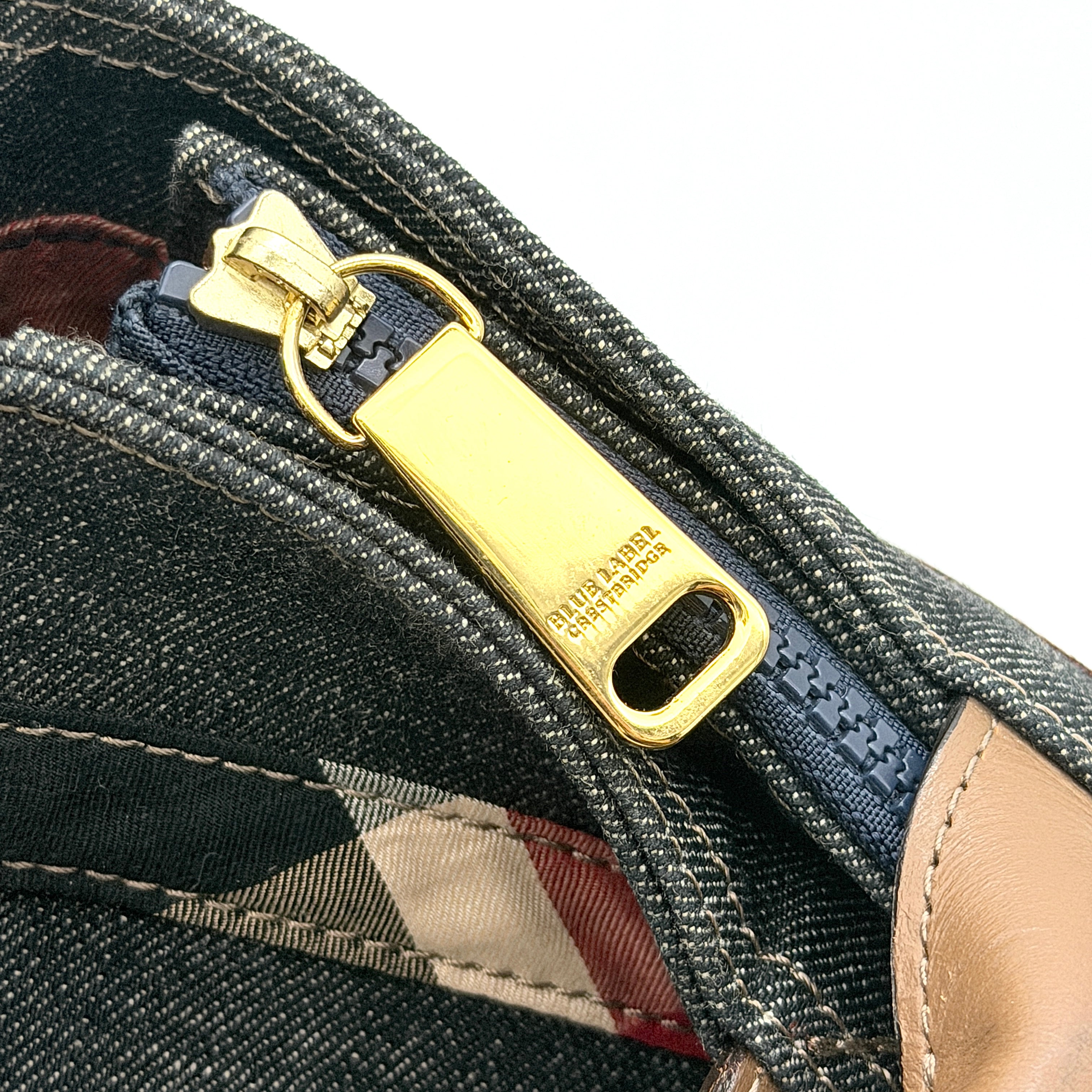 Burberry Blue Label Crestbridge Ribbon Denim Shoulder Bag Blue/Brown