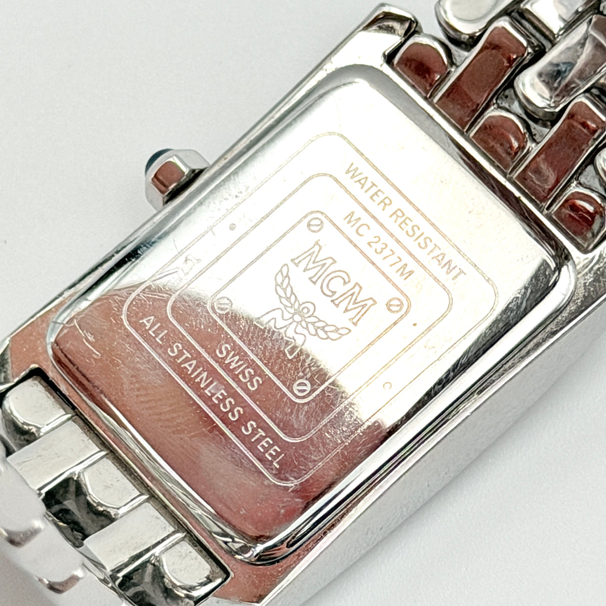 MCM White Dial MC 2377M Stainless Steel Tank Watch
