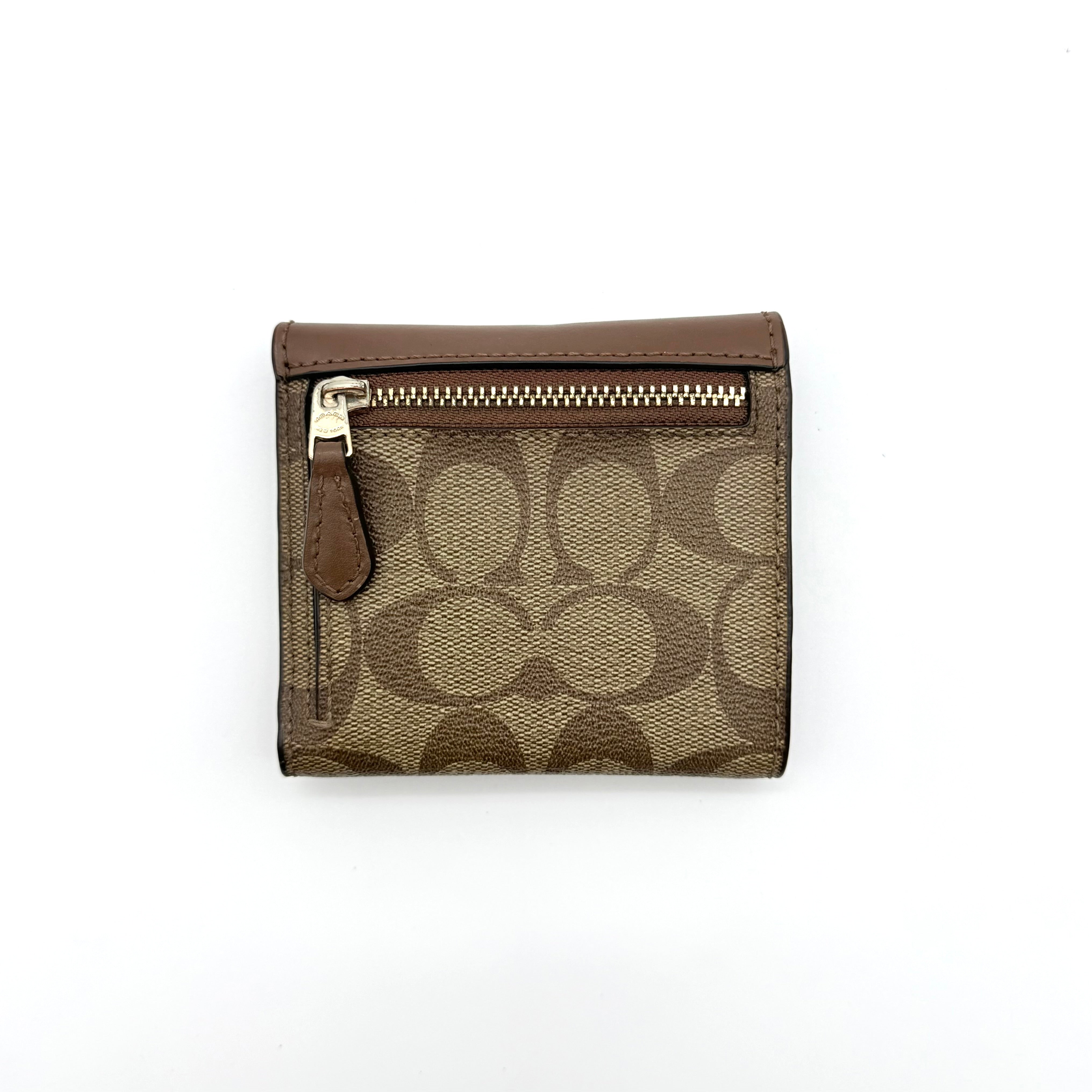 Coach Signature Coated Canvas Small Wallet Beige/Brown
