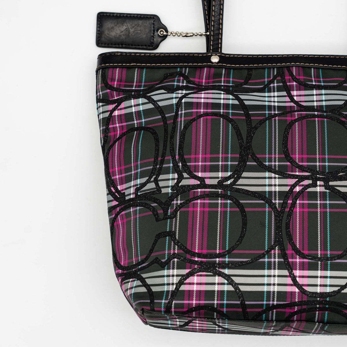 Coach Signature Poppy Tartan Tote Bag Multi