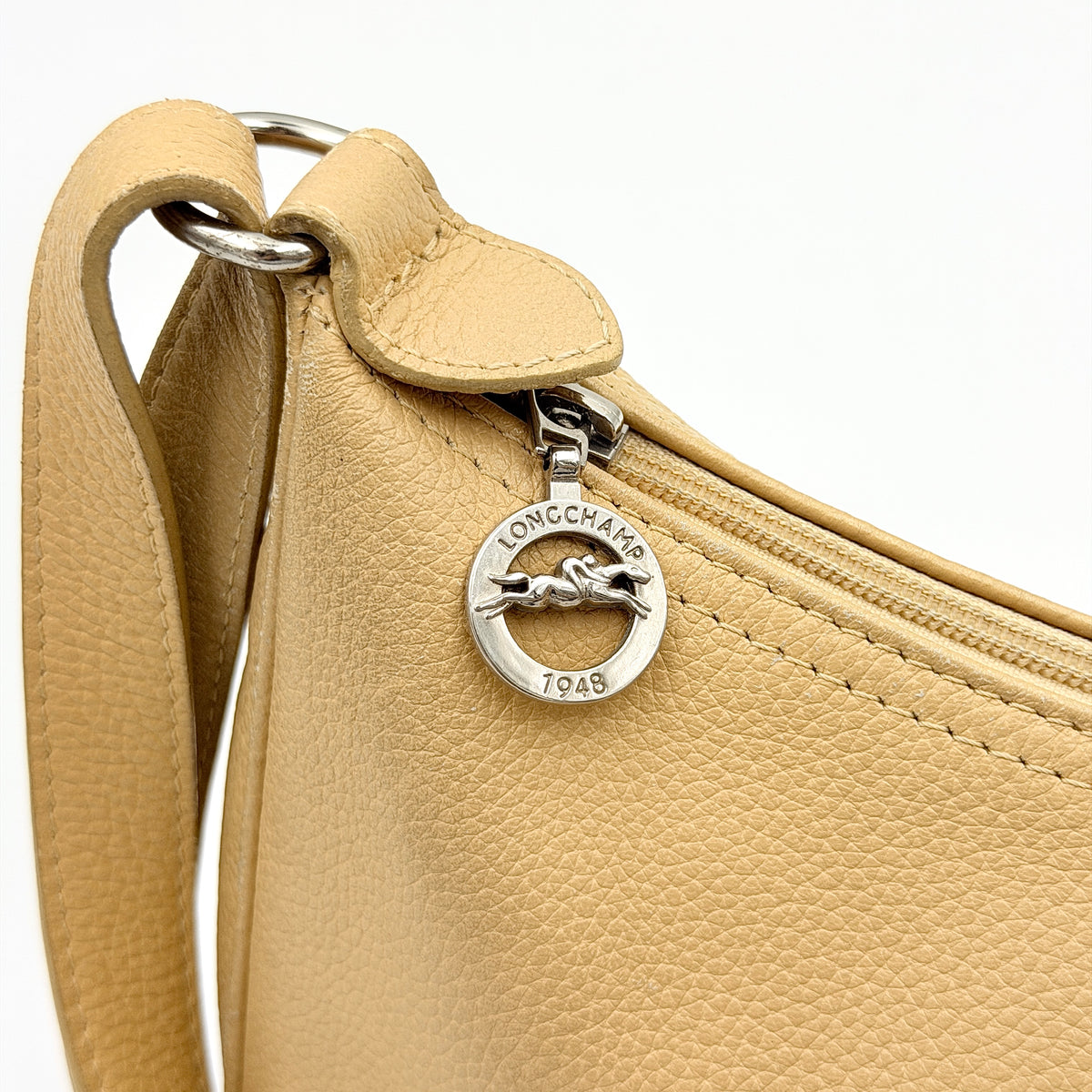 Longchamp 2Way Leather Shoulder Bag Beige