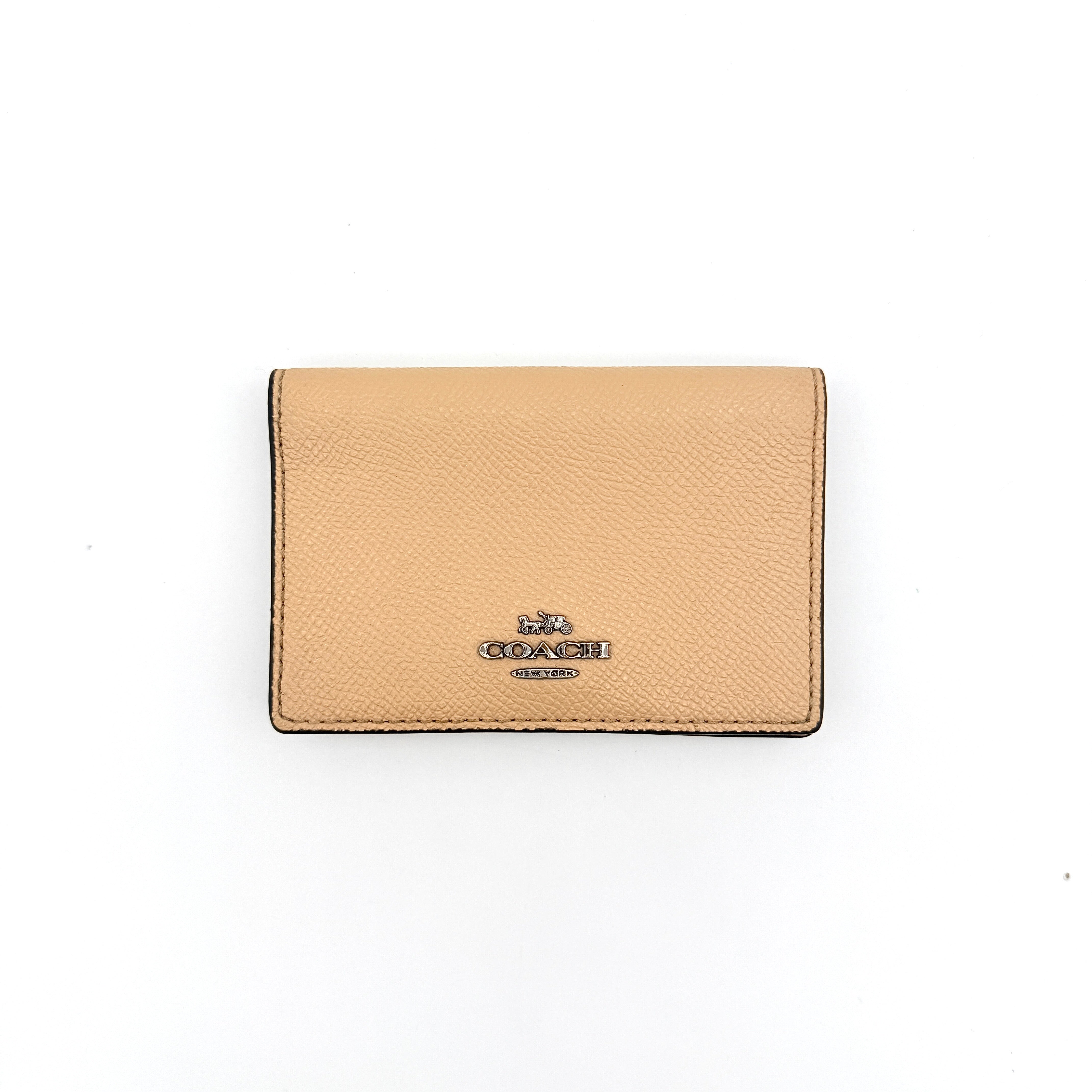 Coach Leather Business Card Case Beige