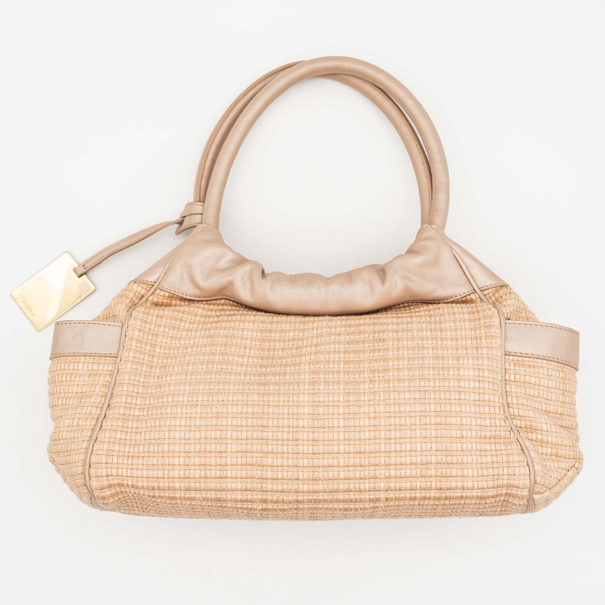 Furla Raffia Shoulder Bag Beige