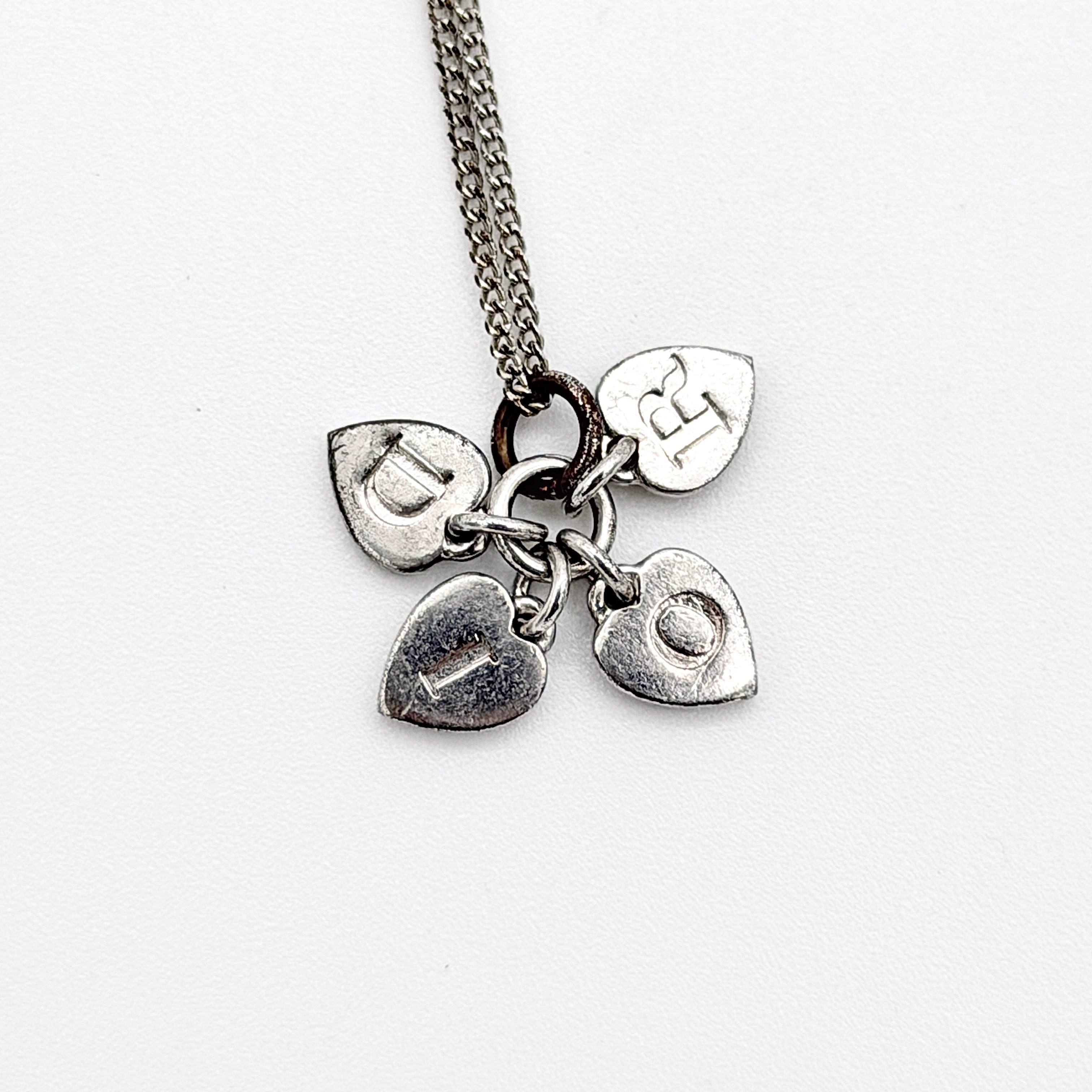 Christian Dior Heart Charms Necklace Silver