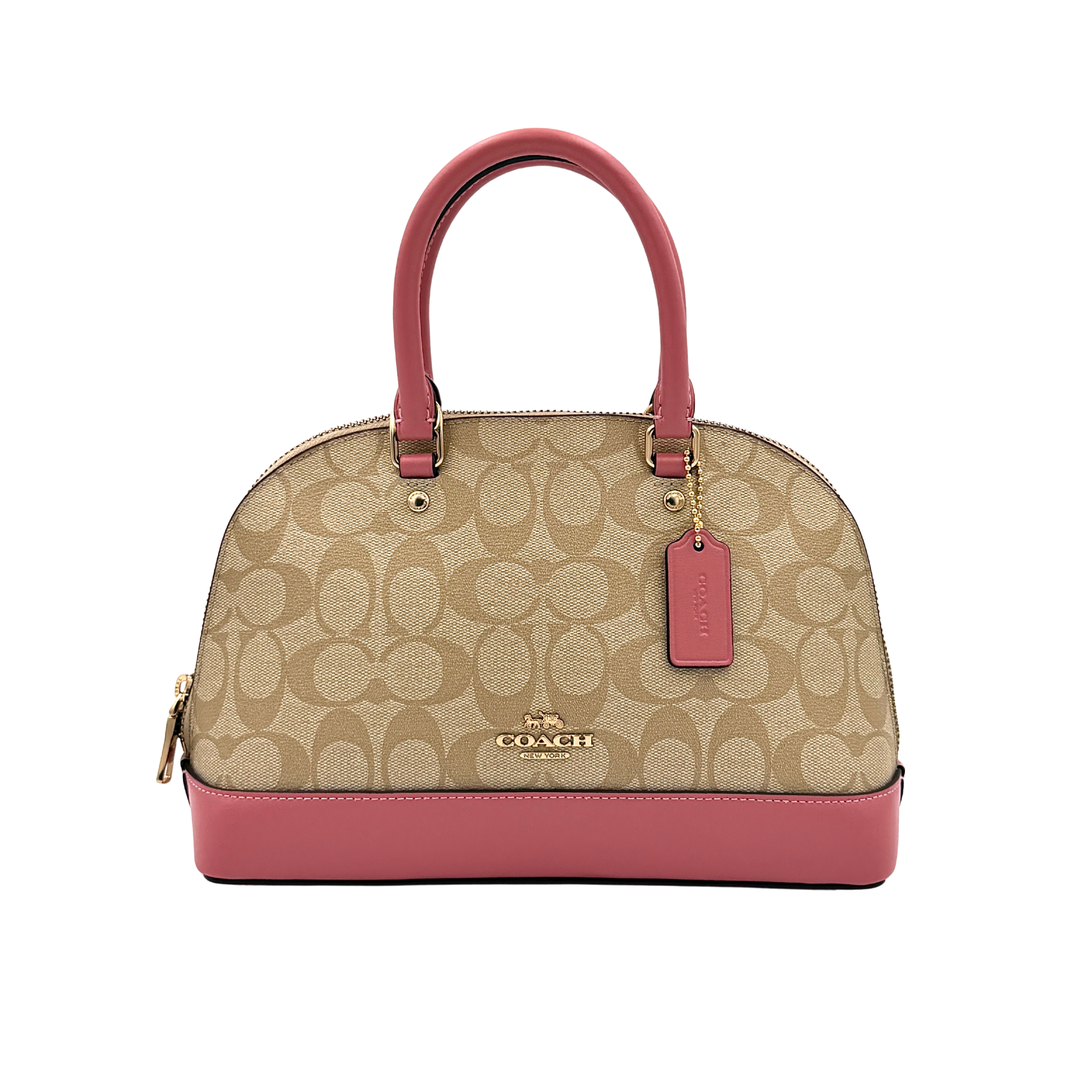 Coach Signature Dome Shoulder Bag Beige/Pink