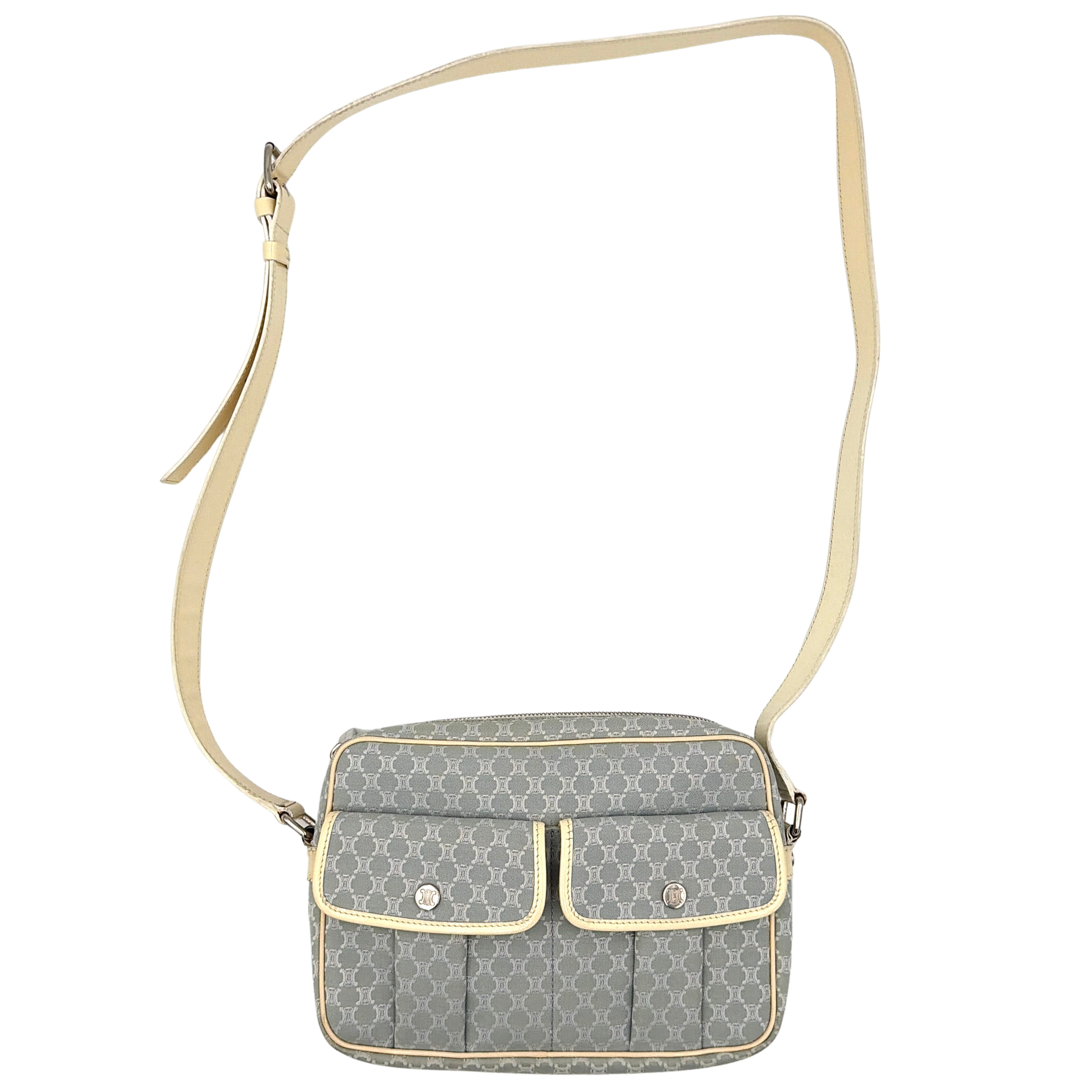 Celine Macadam Canvas Crossbody Bag Light Blue