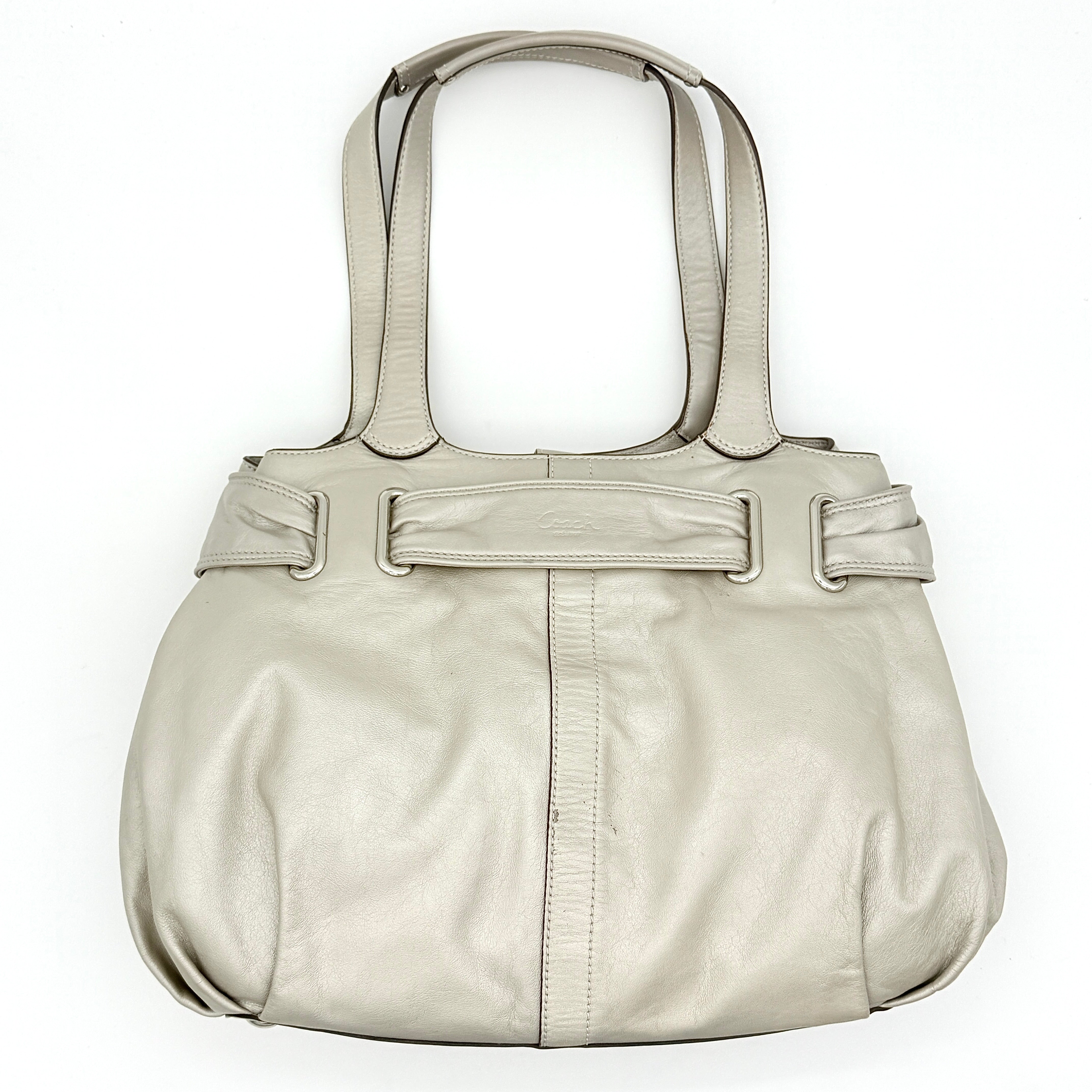 Coach Hobo Leather Carryall Shoulder Bag Ivory