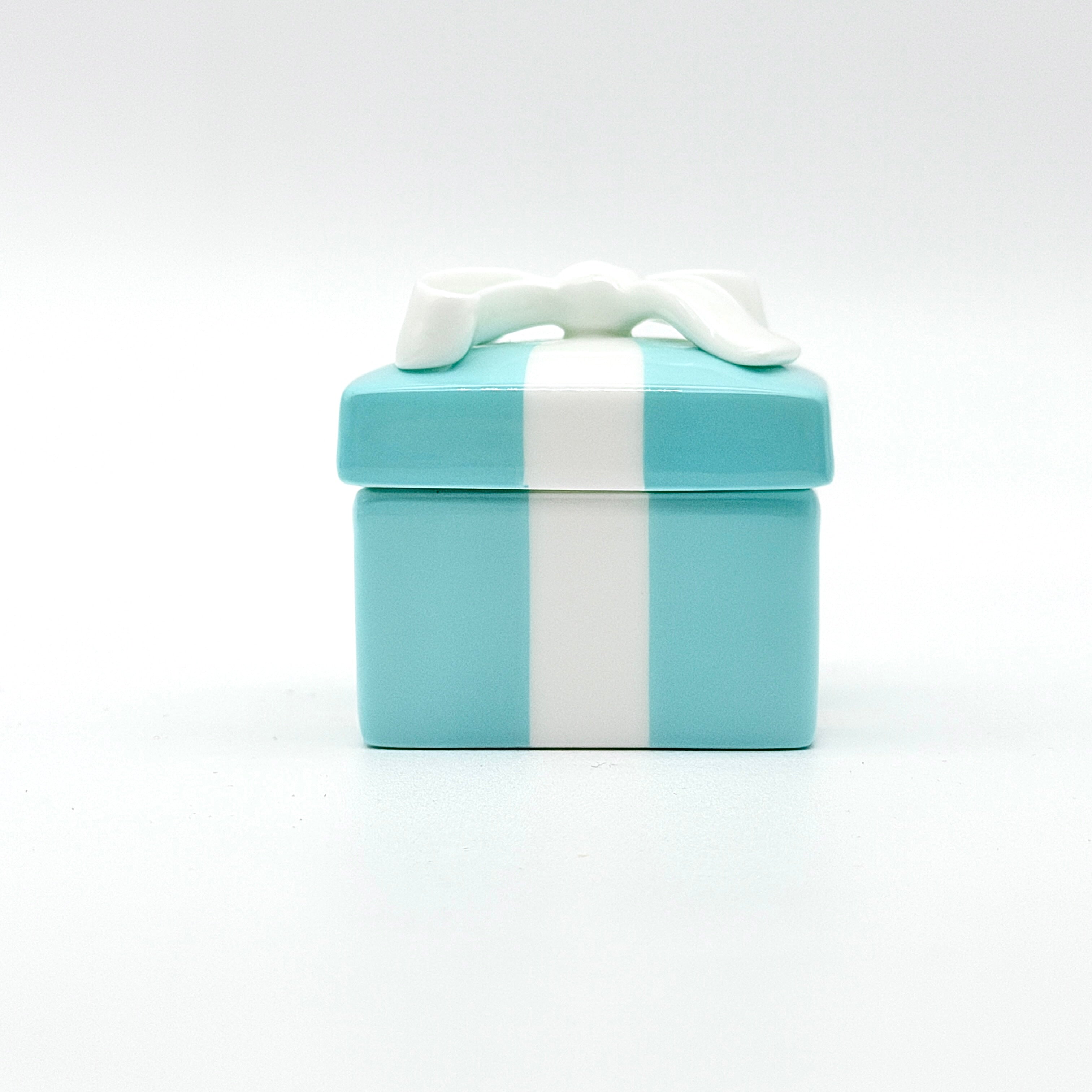 Tiffany & Co. Mini Porcelain Trinket Box Light Blue/White