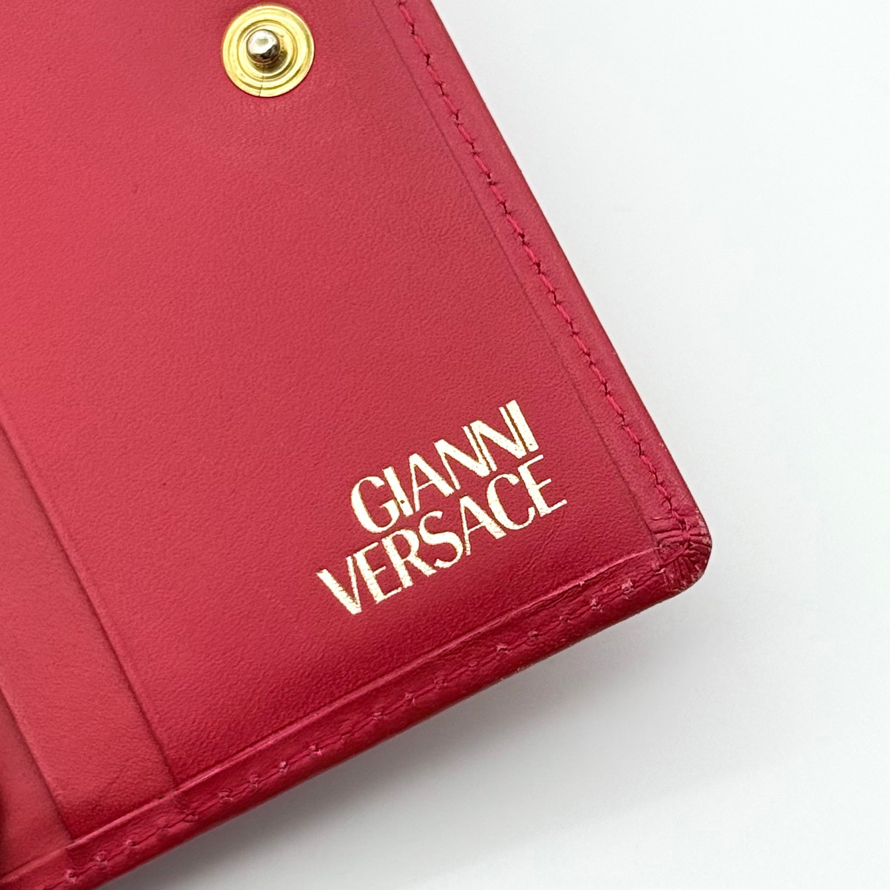 Versace Quilted Leather Wallet Red