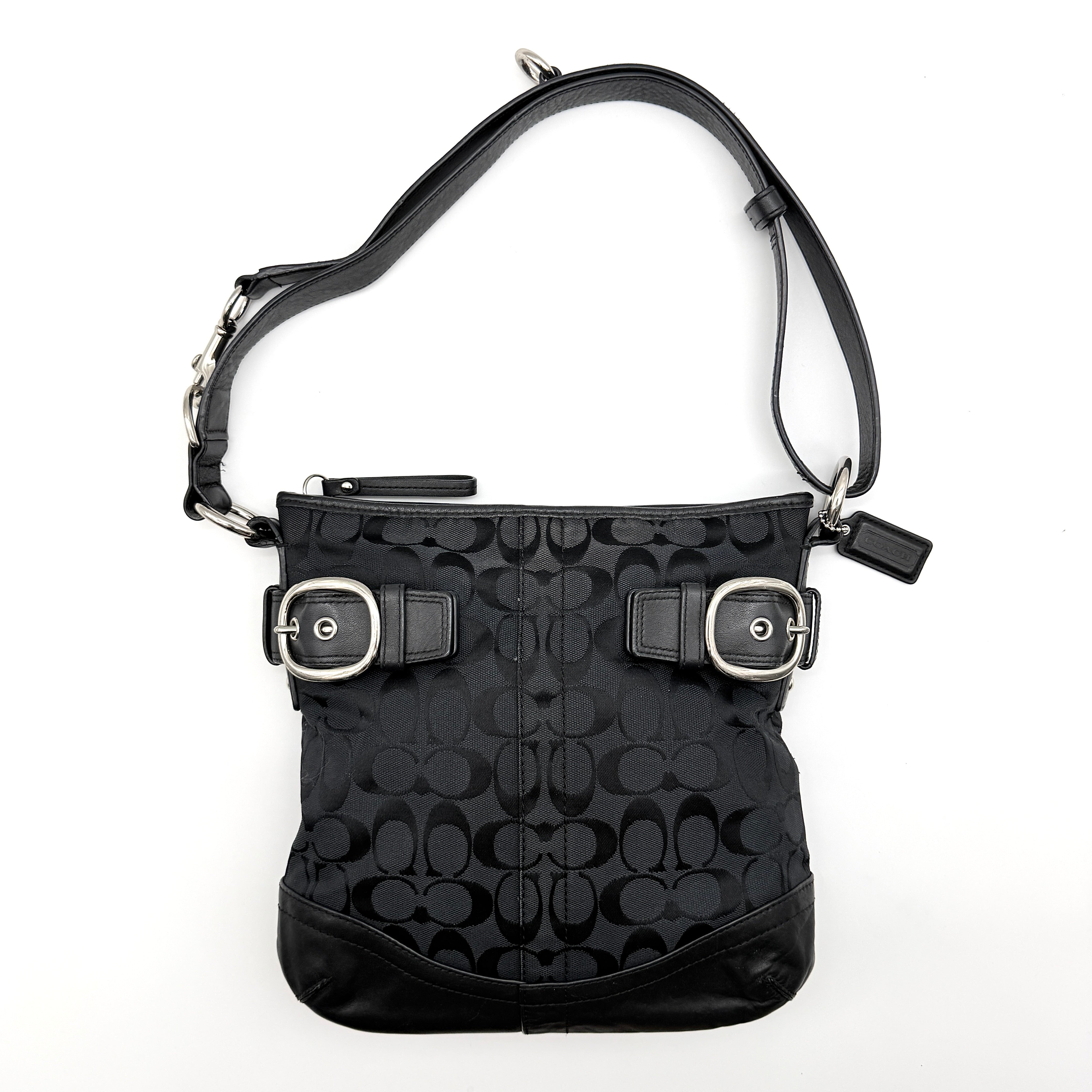 Coach 2Way Signature Canvas Crossbody Bag Black