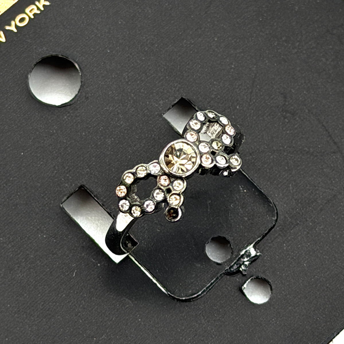 Coach Rhinestone Bow Ring Silver