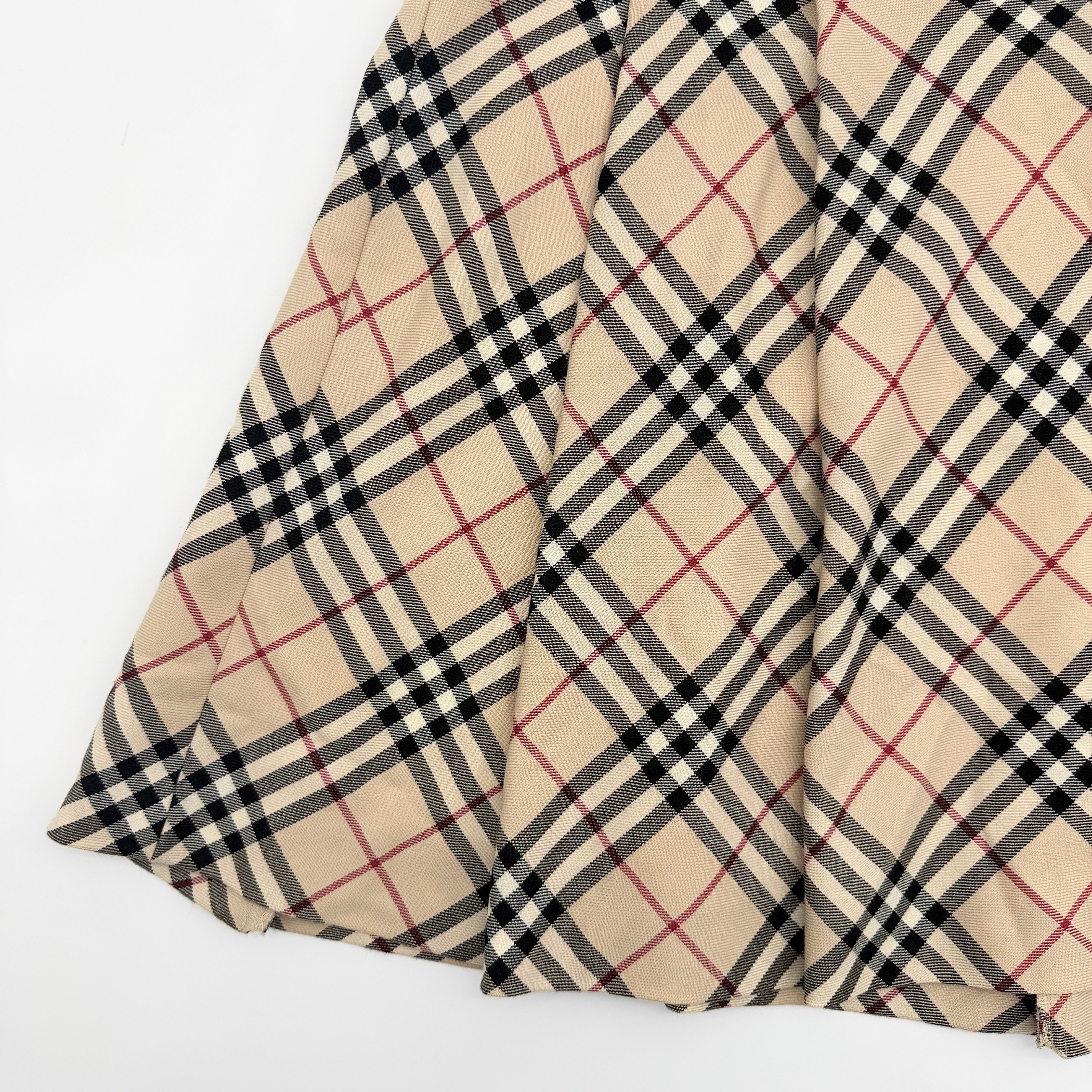 (38) Burberry London Nova Check Flare Skirt Beige