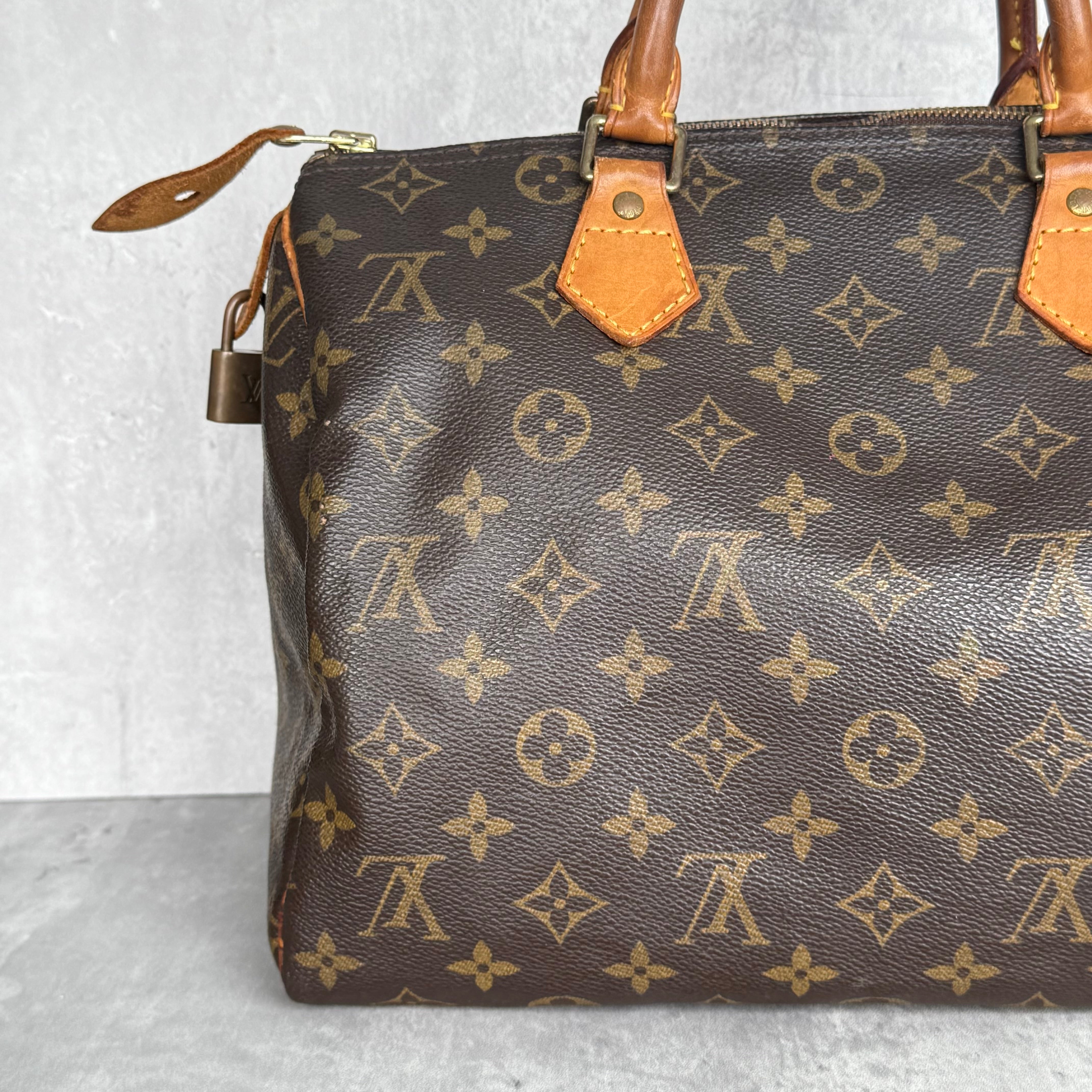 Louis Vuitton Monogram Speedy 30 Handbag Brown
