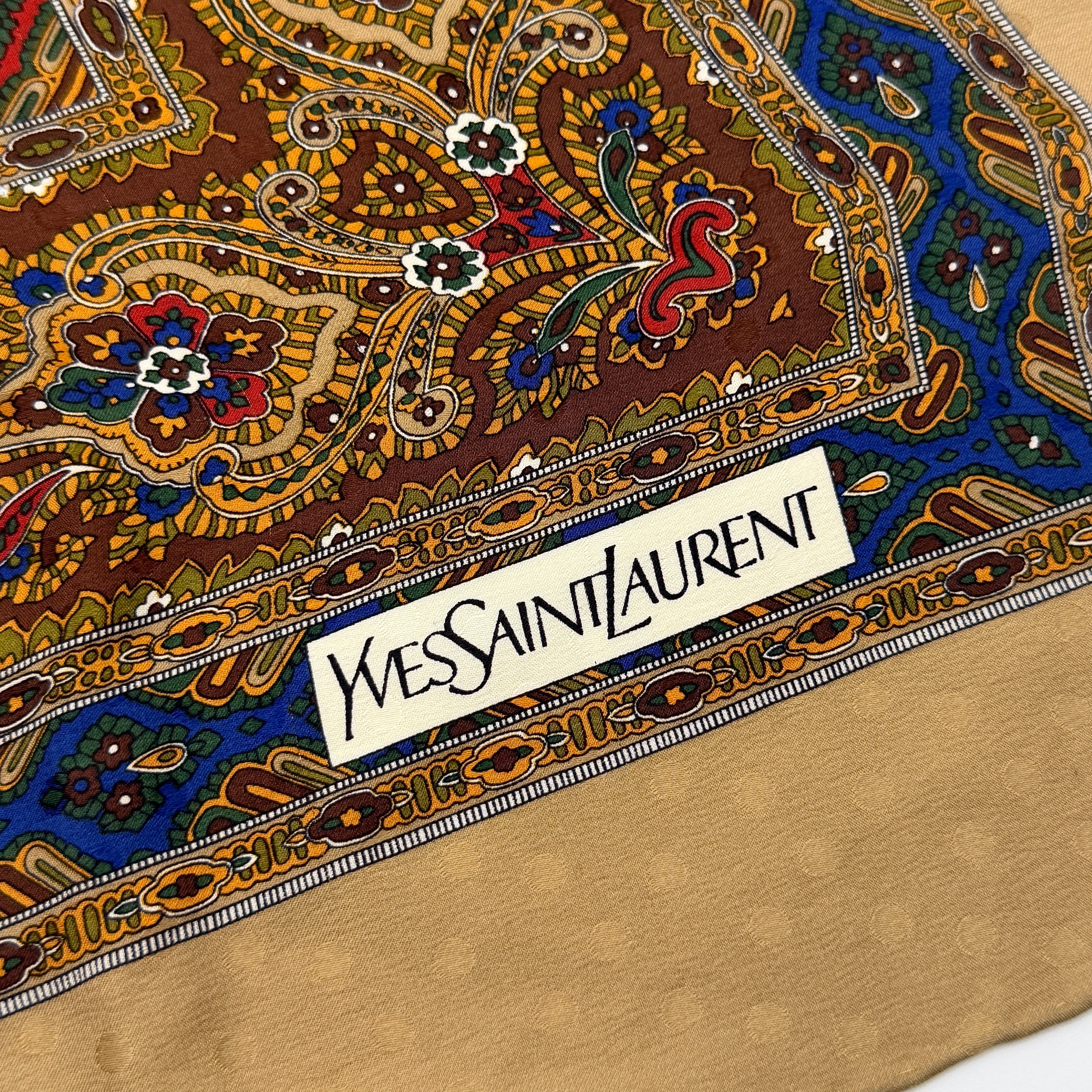 YSL Saint Laurent Paisley Silk Scarf Multicolor