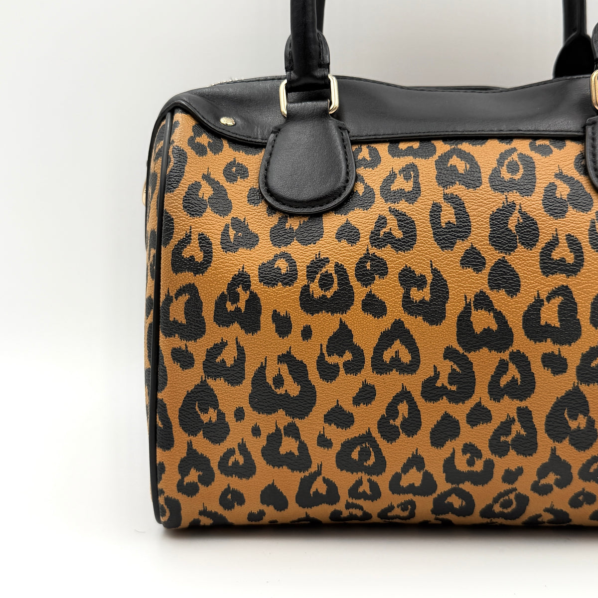 Coach 2Way Wild Heart Leopard Mini Bennett Boston Bag Brown/Black