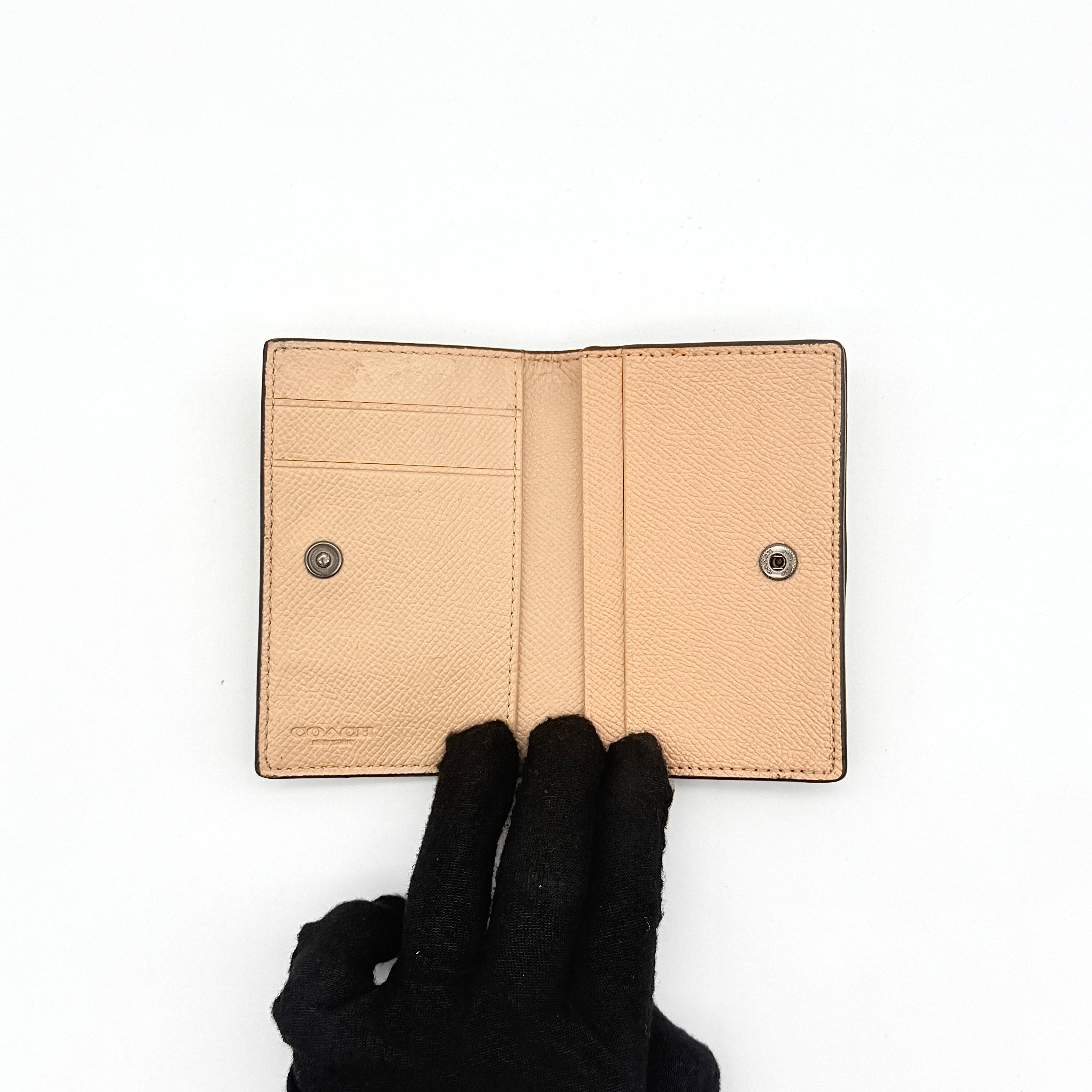 Coach Leather Business Card Case Beige