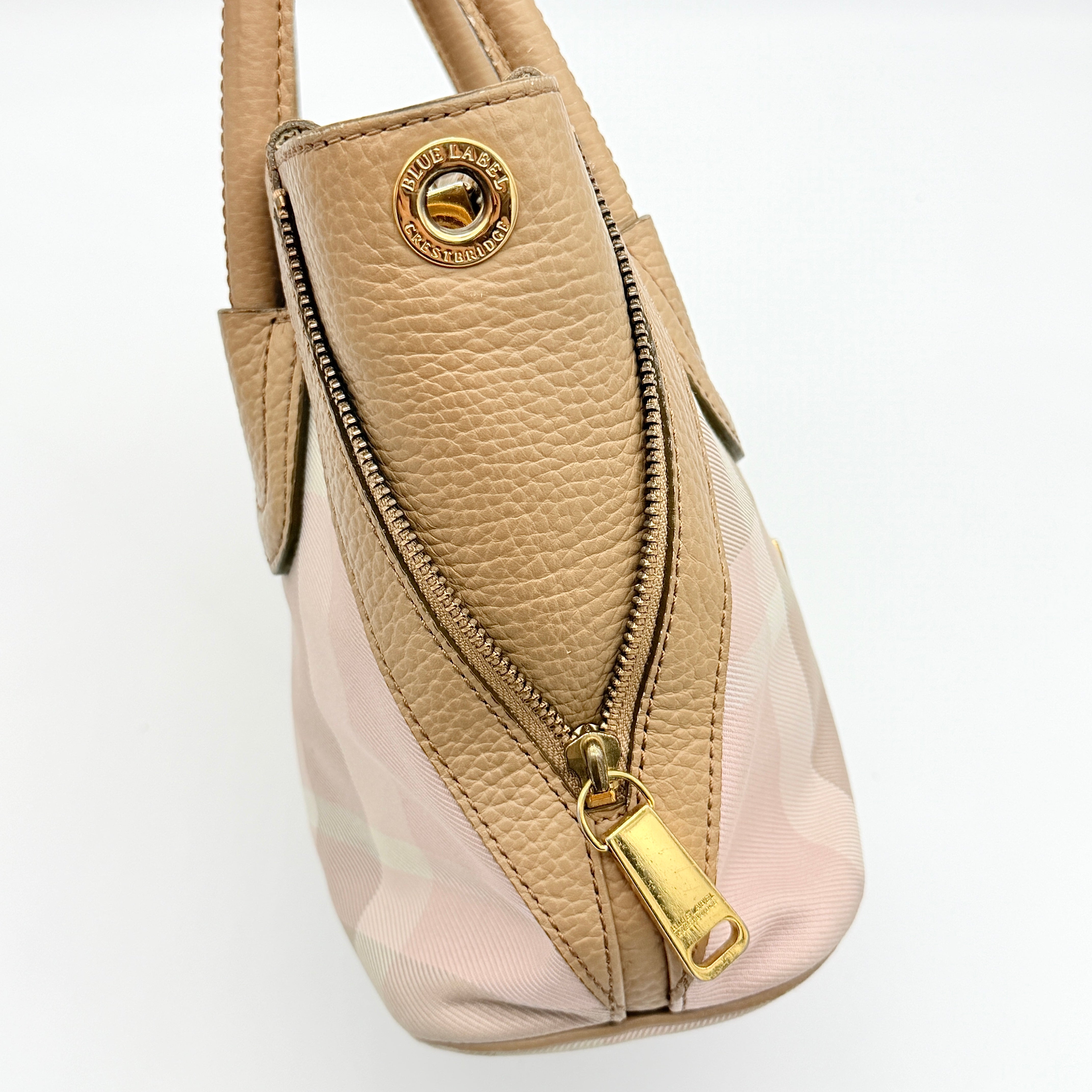 Burberry Blue Label 2Way Dome Check Shoulder Bag White/Brown
