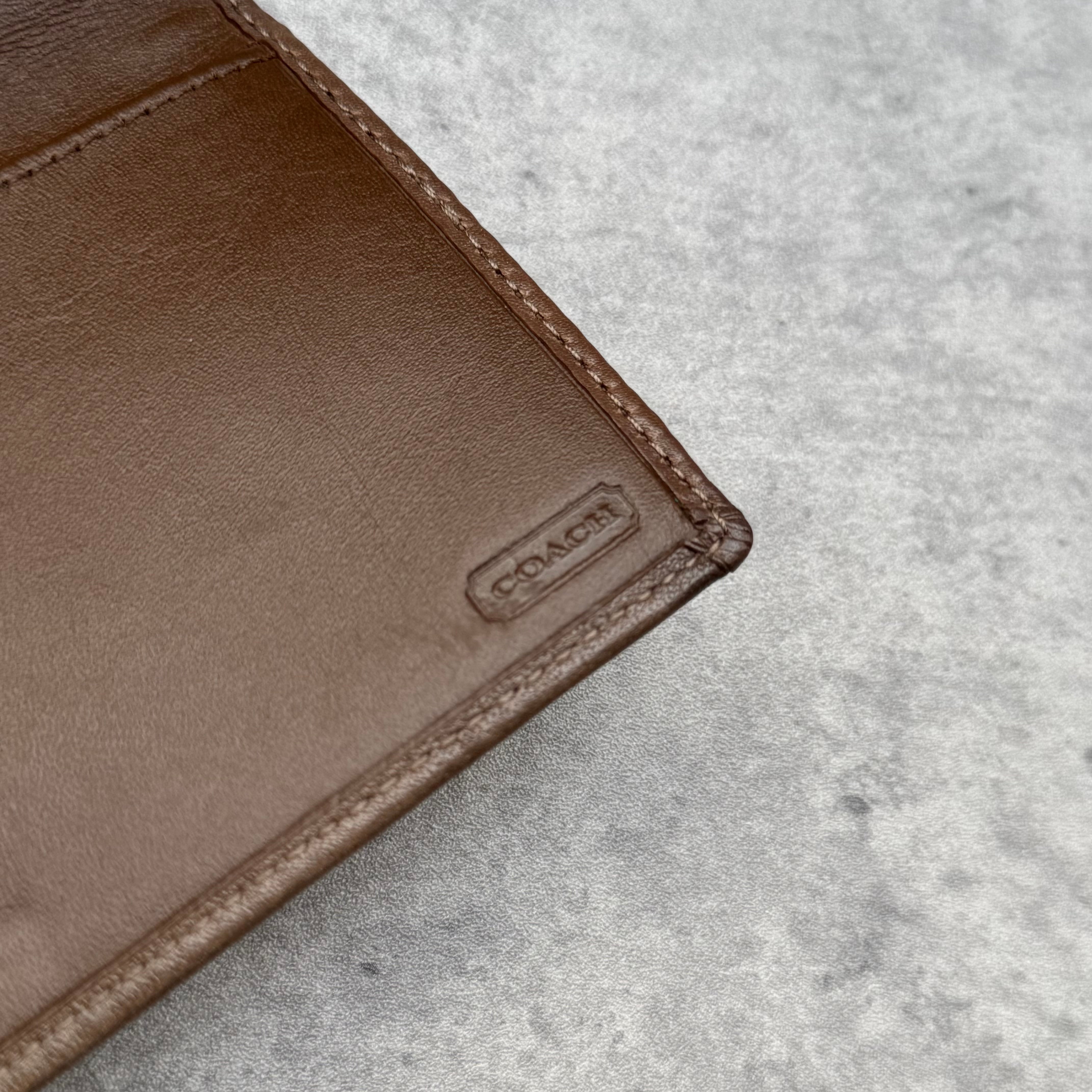 Coach Madison Tan Logo Long Wallet with jacquard exterior and brown leather interior