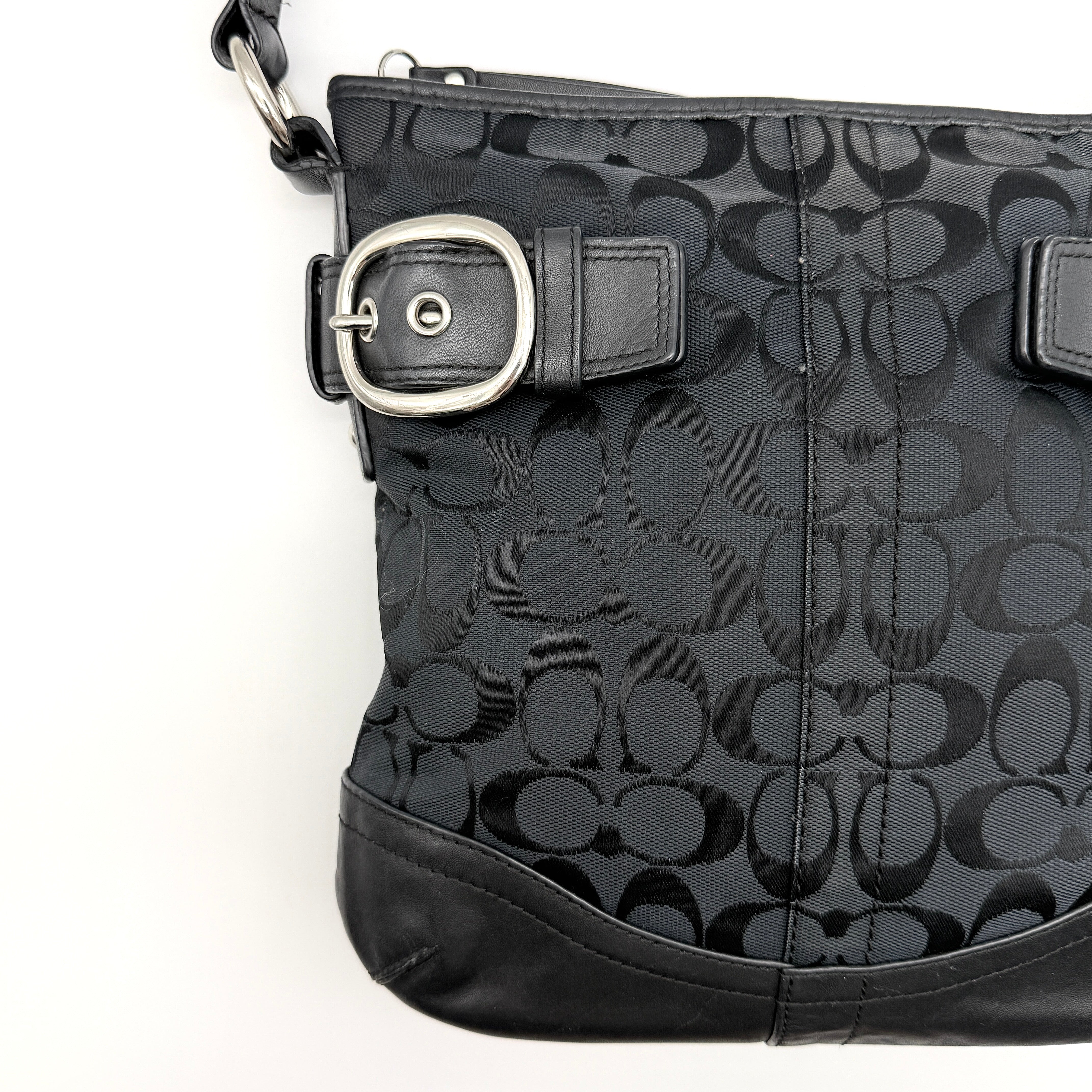 Coach 2Way Signature Canvas Crossbody Bag Black