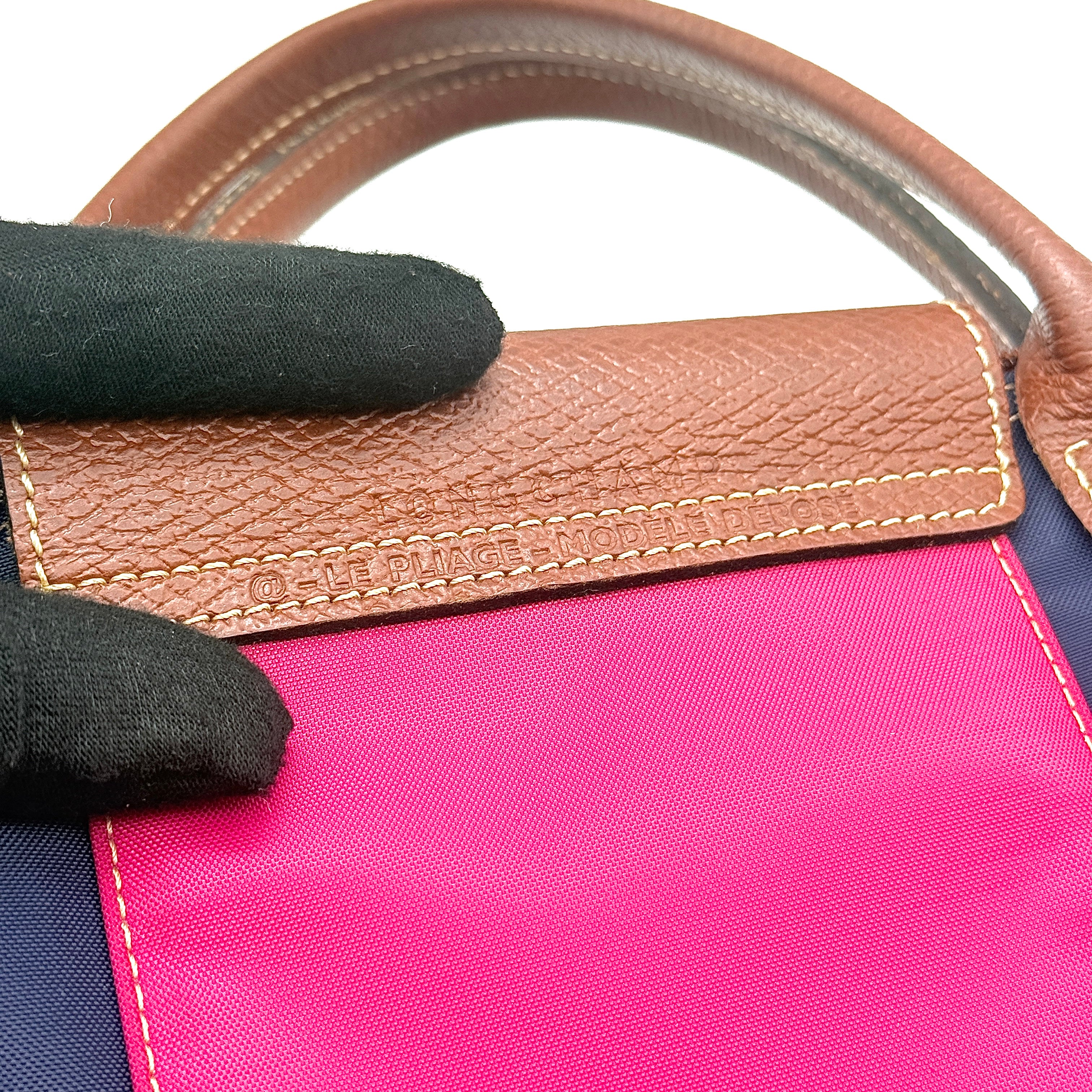 Longchamp Le Pliage Nylon Tote Bag Blue/Pink