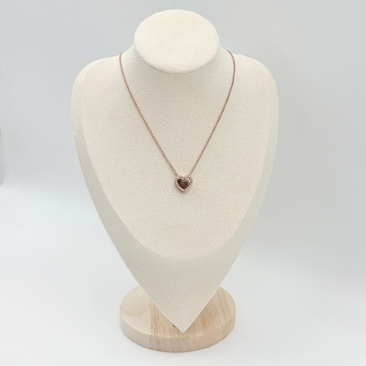 Coach Crystal Heart Necklace Rose Gold