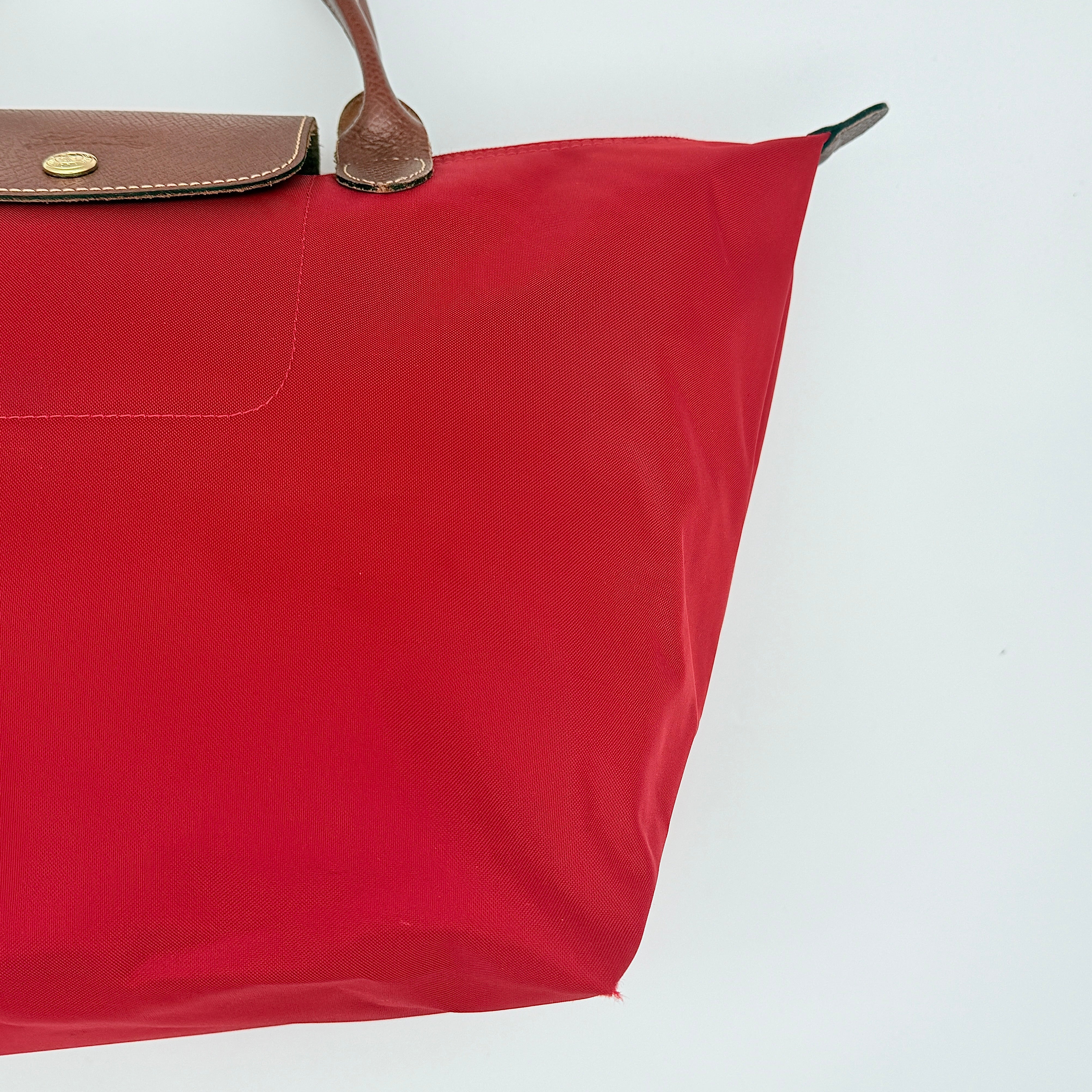 Longchamp Le Pliage Nylon Tote Bag Red/Brown