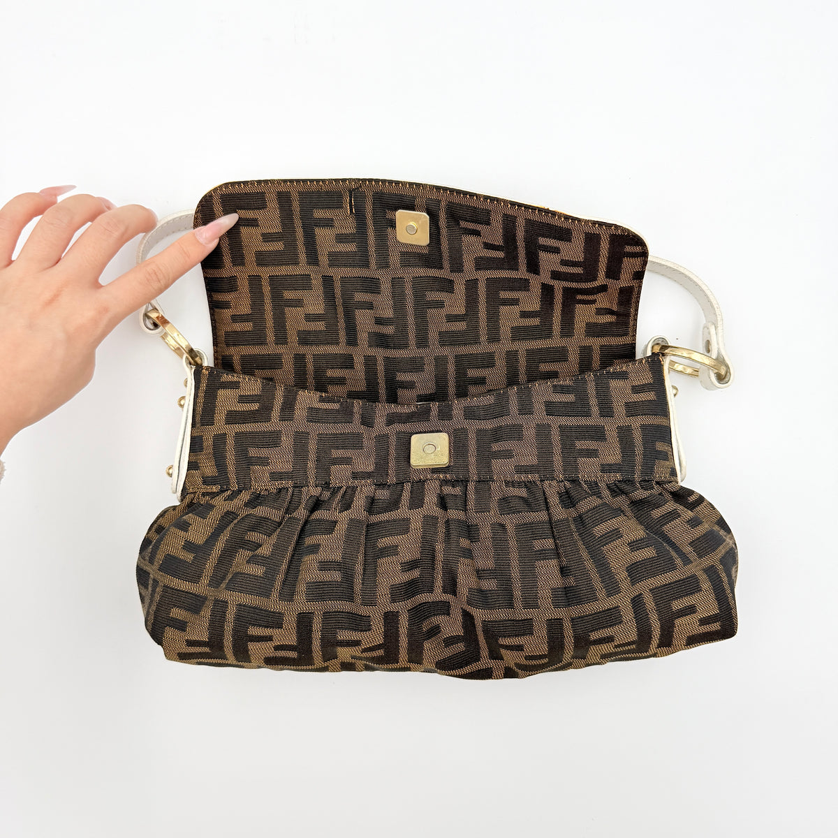 Fendi FF Zucca Chef Shoulder Bag Brown