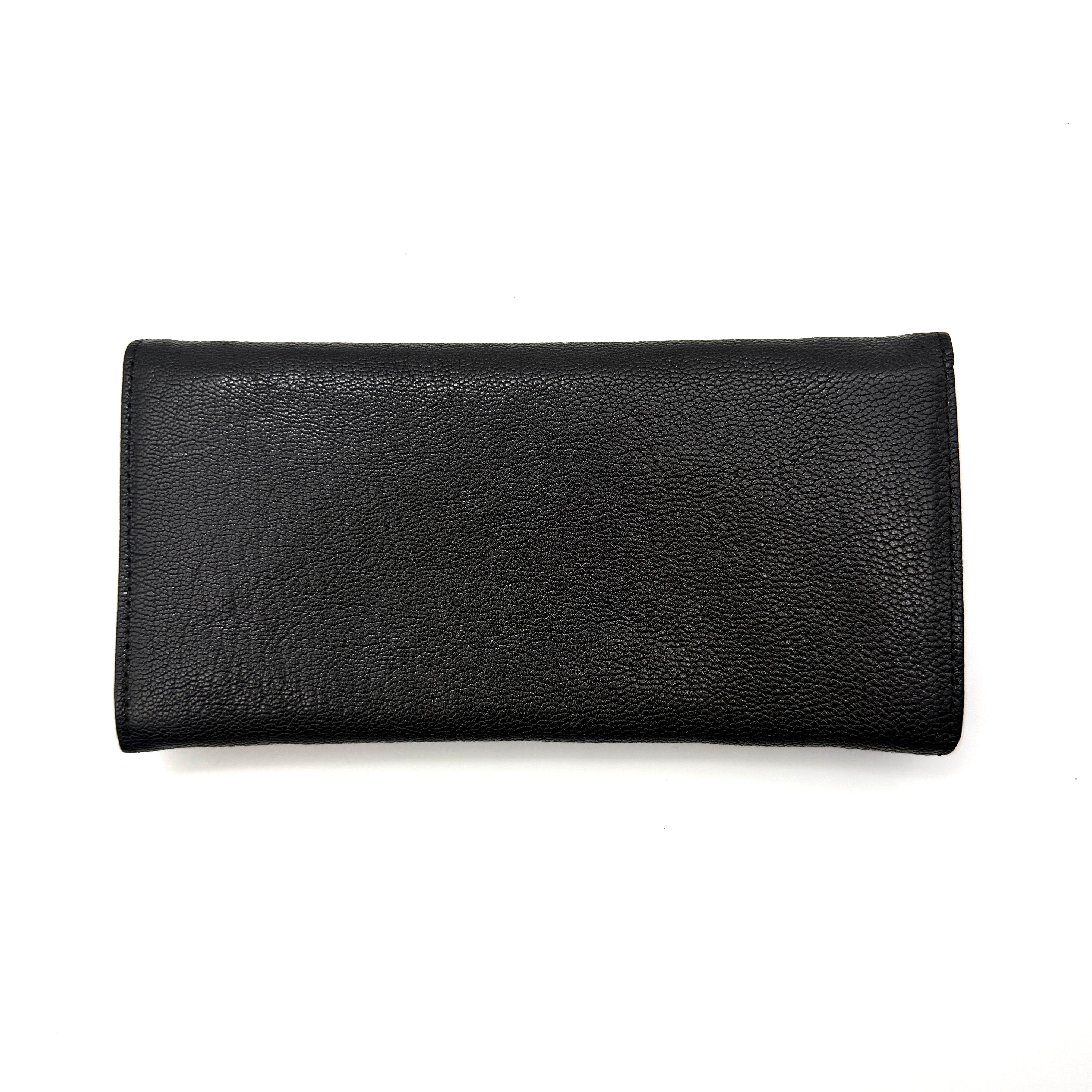 Diesel Logo Plaque Leather Long Wallet Black