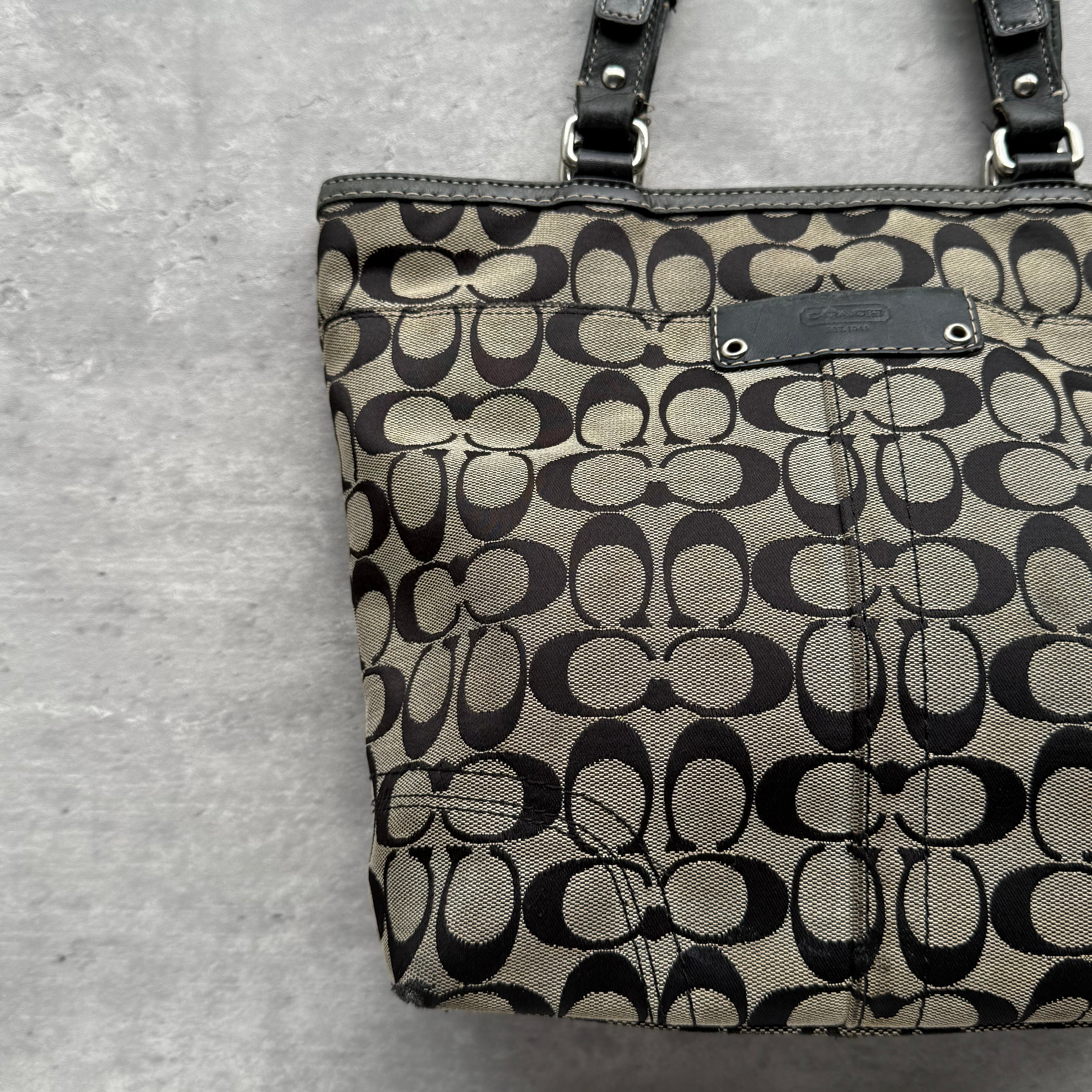 Coach Signature Hamptons Tote Bag Grey/Black