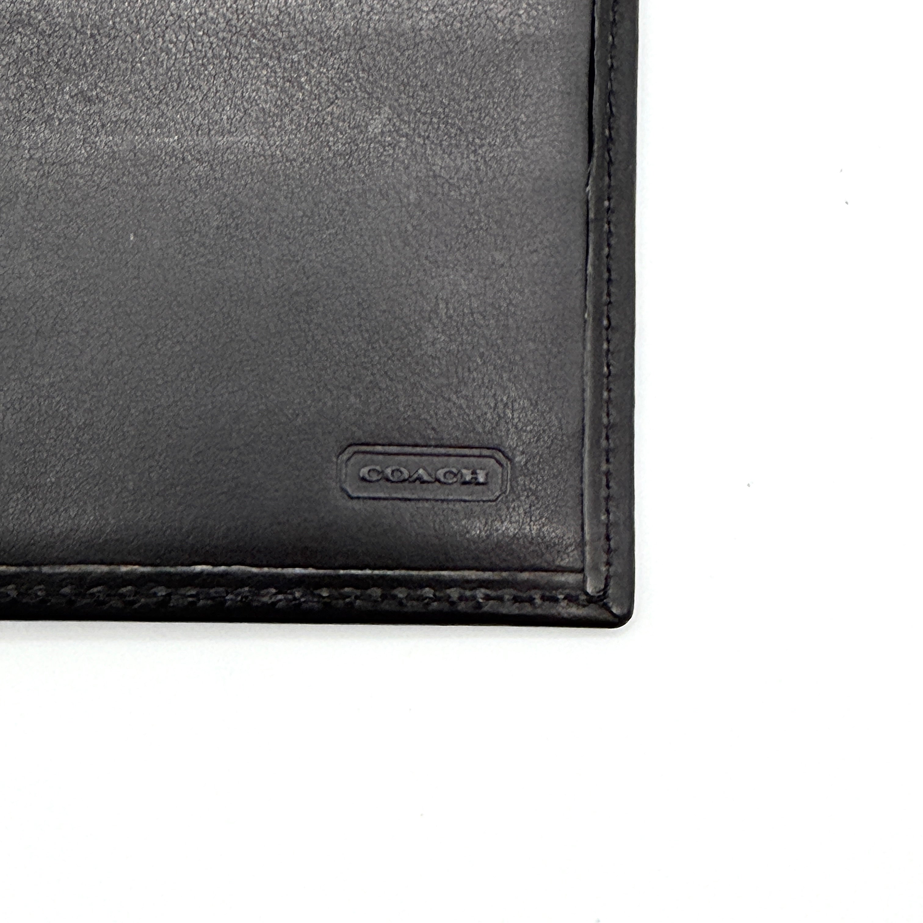 Coach Leather Long Wallet Black