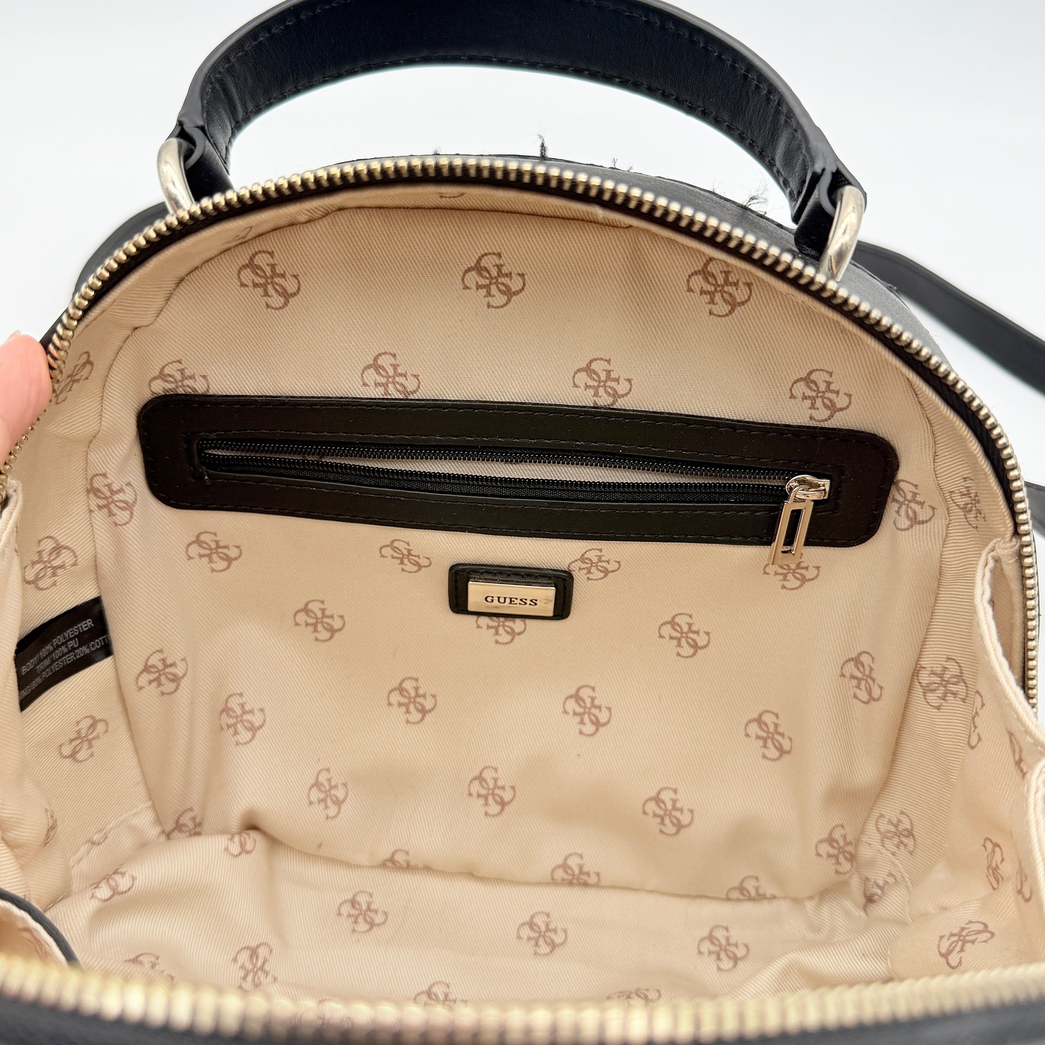 Guess Viola Tweed Convertible Crossbody Backpack Black