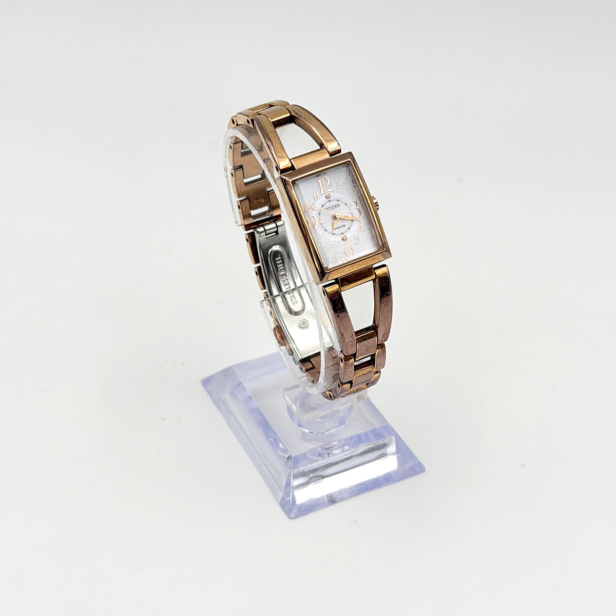 Citizen Wicca Eco-Drive B035-S051843 Tank Watch Rose Gold