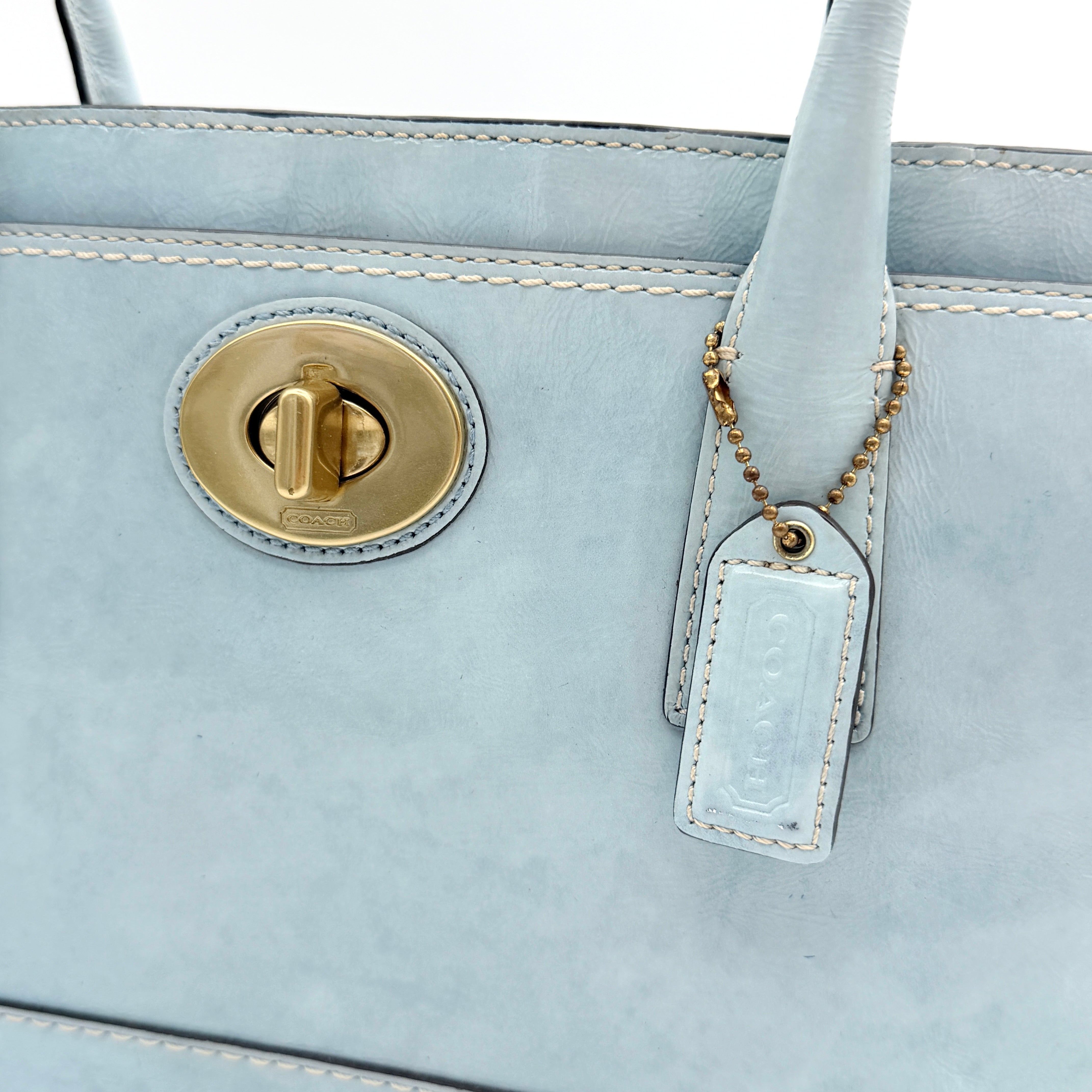 Coach Madeline Turnlock Handbag Baby Blue
