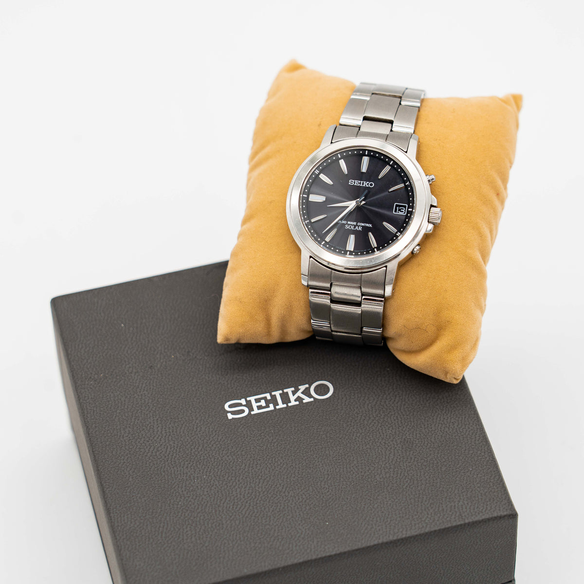 Seiko 7B52-0AF0 Black Dial Stainless Steel Watch