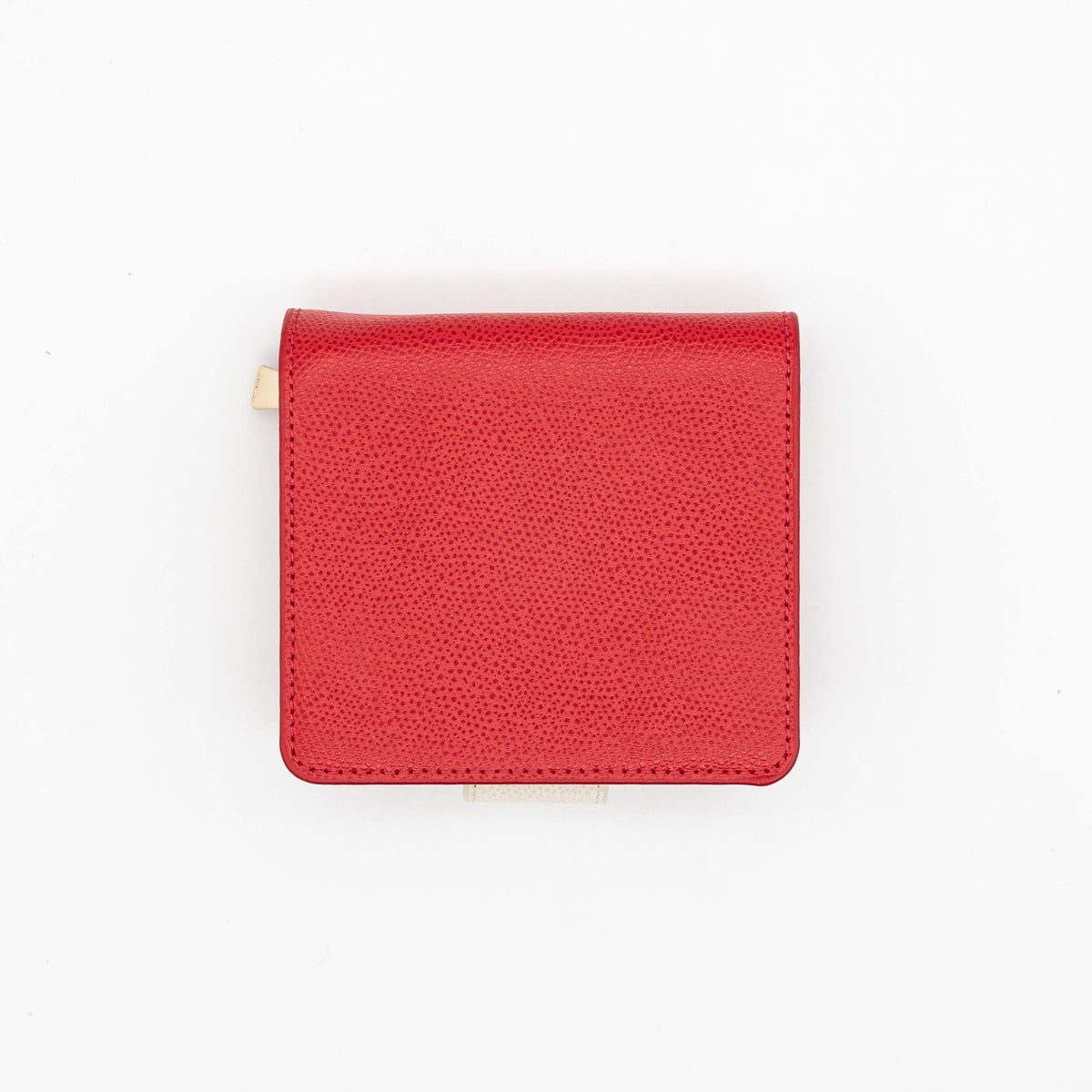 Furla Metropolis Compact Wallet in red leather with gold hardware, shown with original box, dust bag, and cards.
