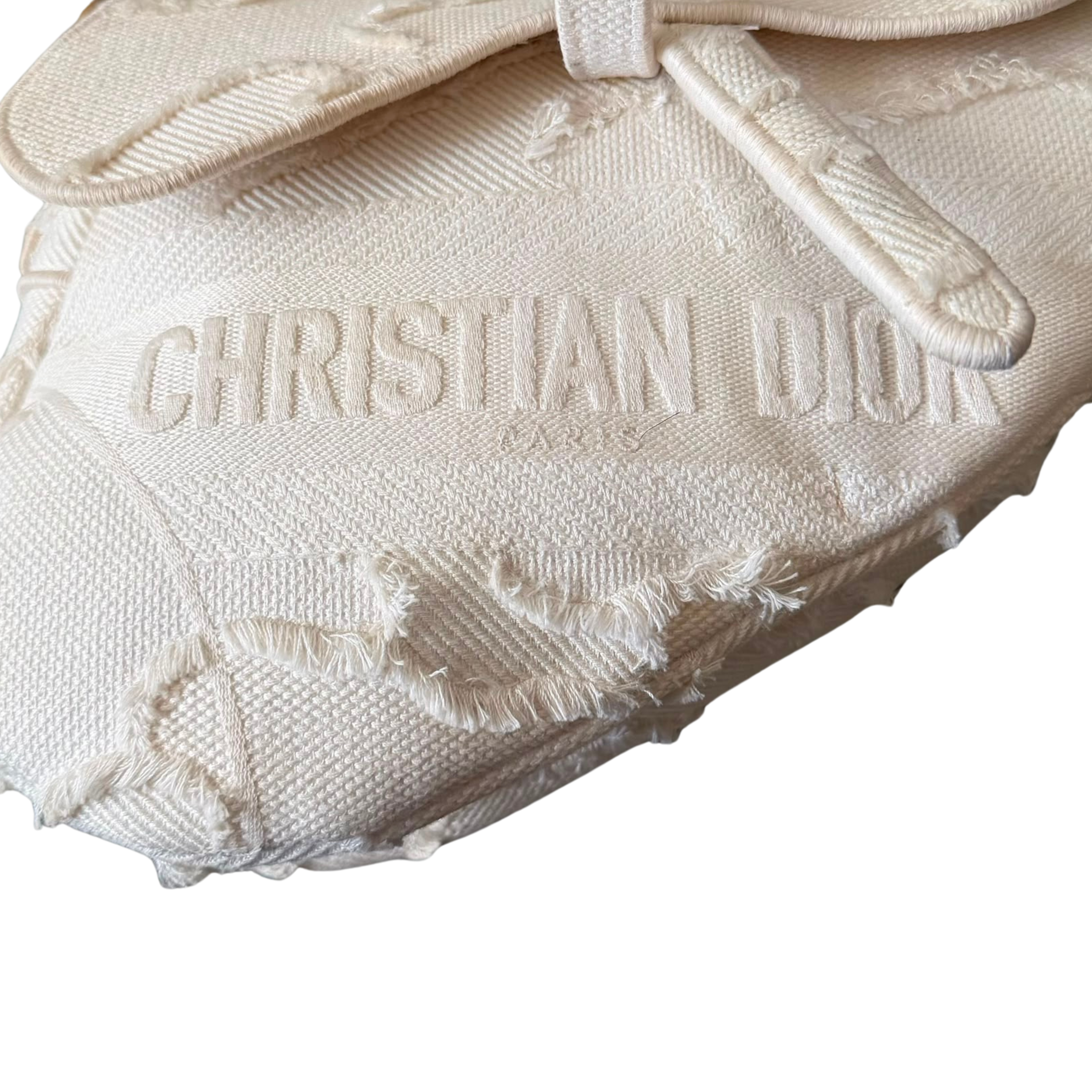 Christian Dior Medium Camouflage Embroidered Saddle Bag White