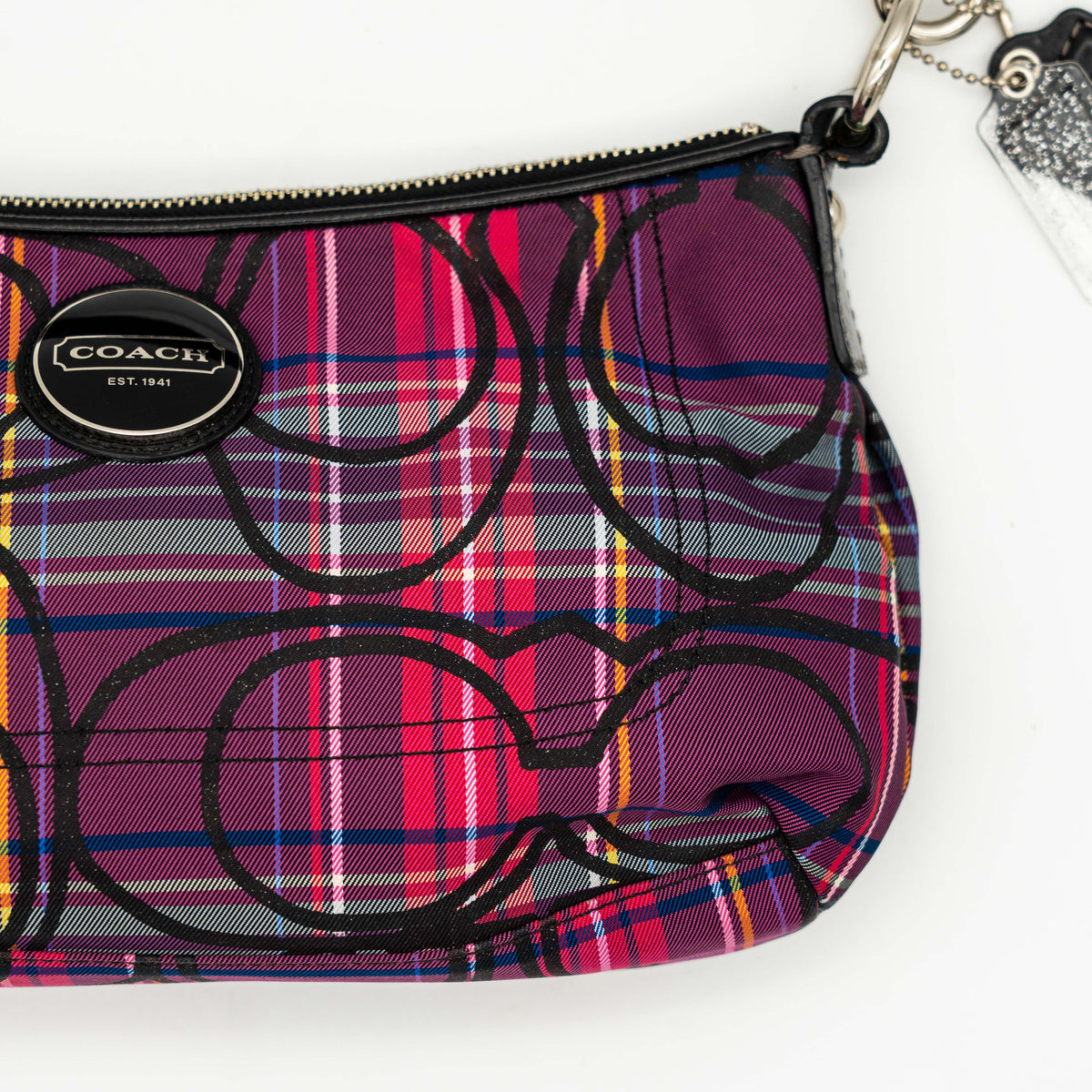 Coach 2Way Signature Poppy Tartan Shoulder Bag Multi