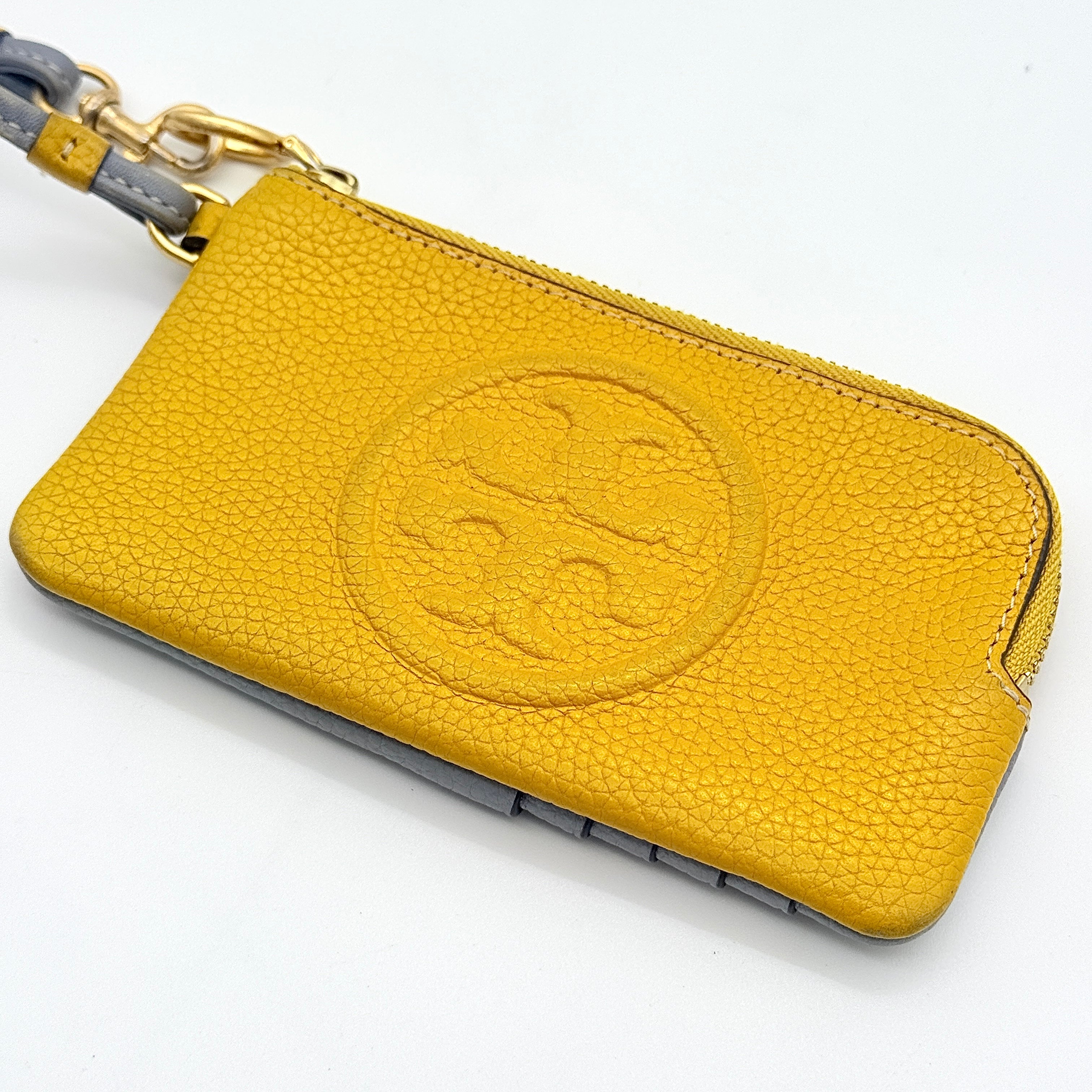 Tory Burch Perry Bombé Card Case Wristlet Yellow/Light Blue