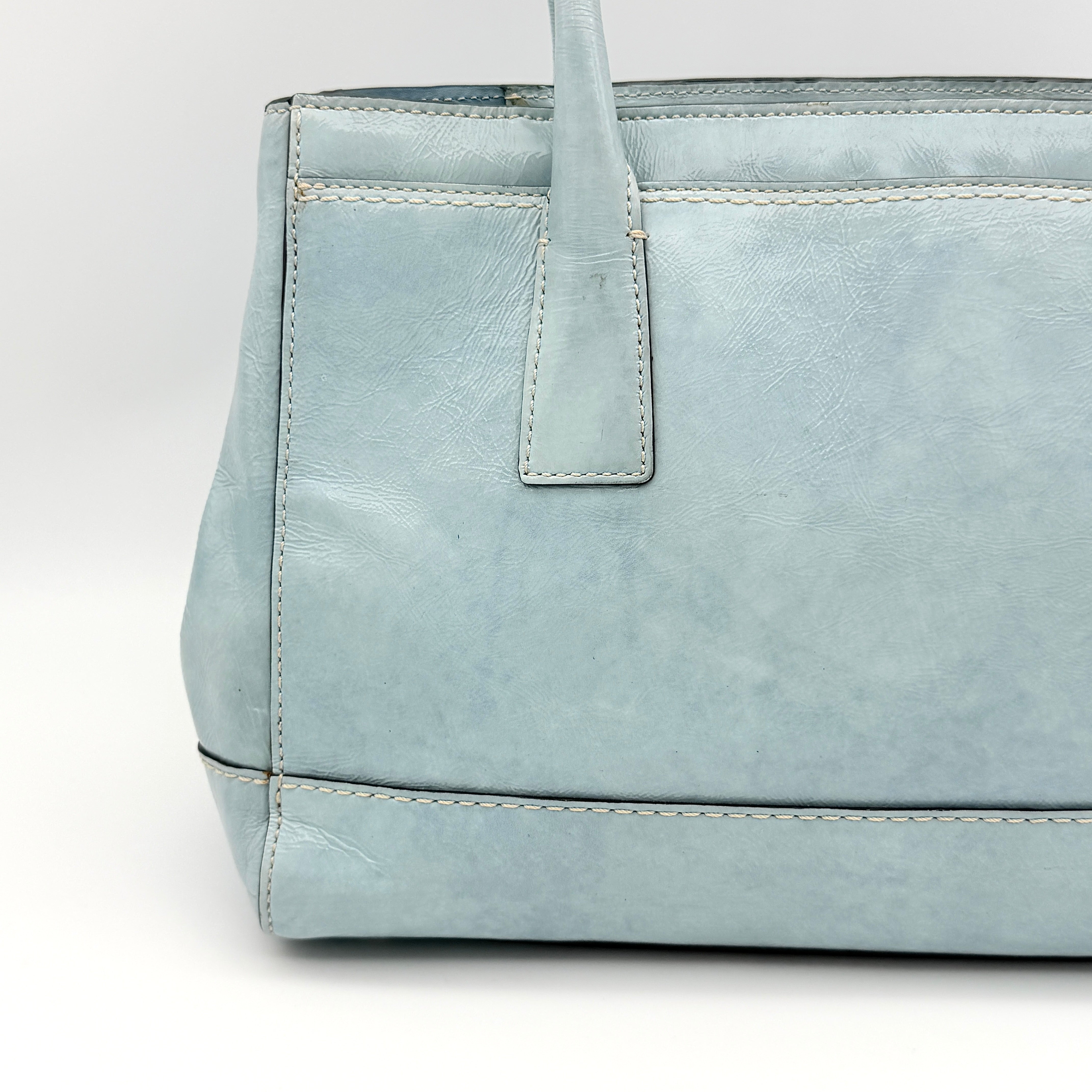 Coach Madeline Turnlock Handbag Baby Blue