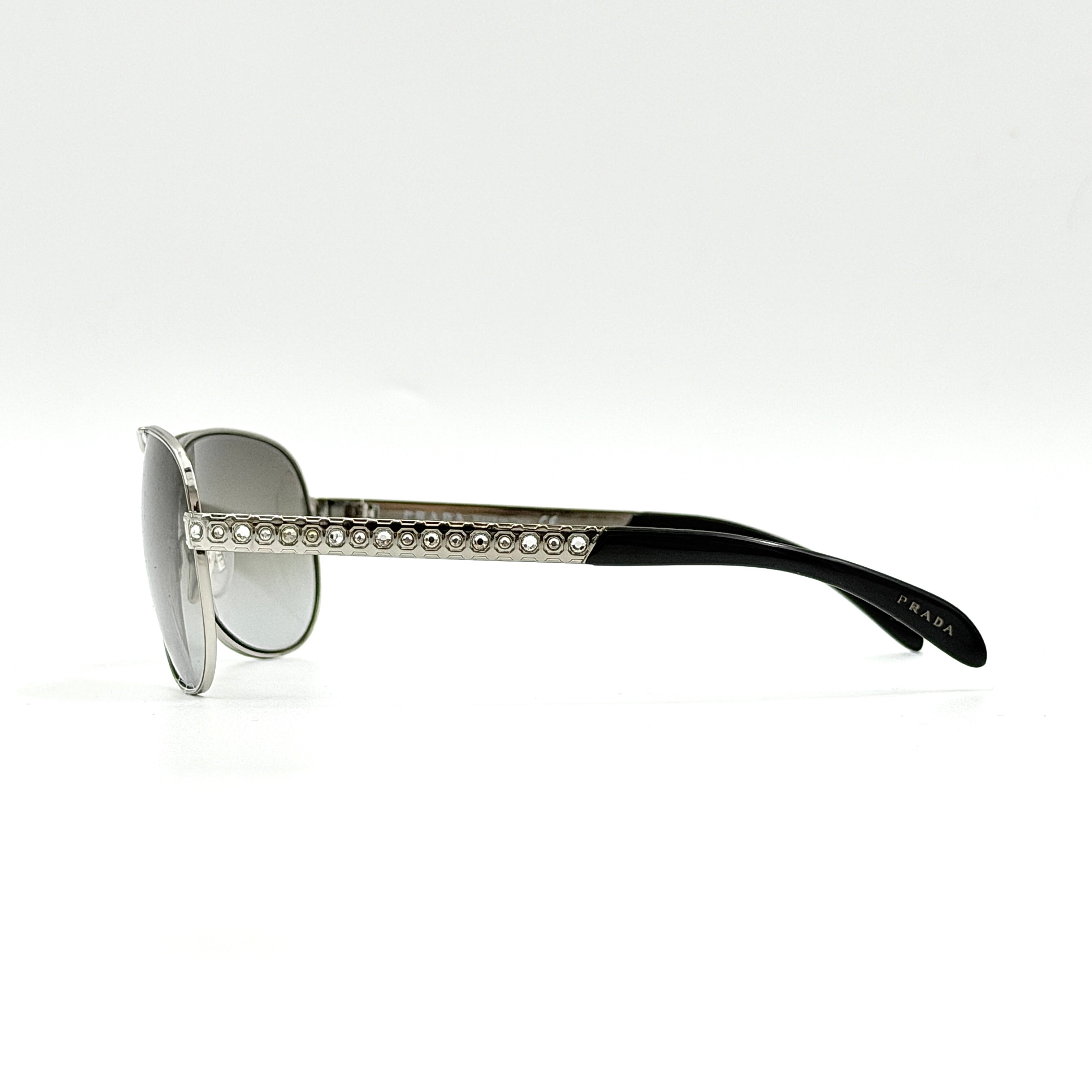 Prada SPR56I Rhinestone Sunglasses Silver