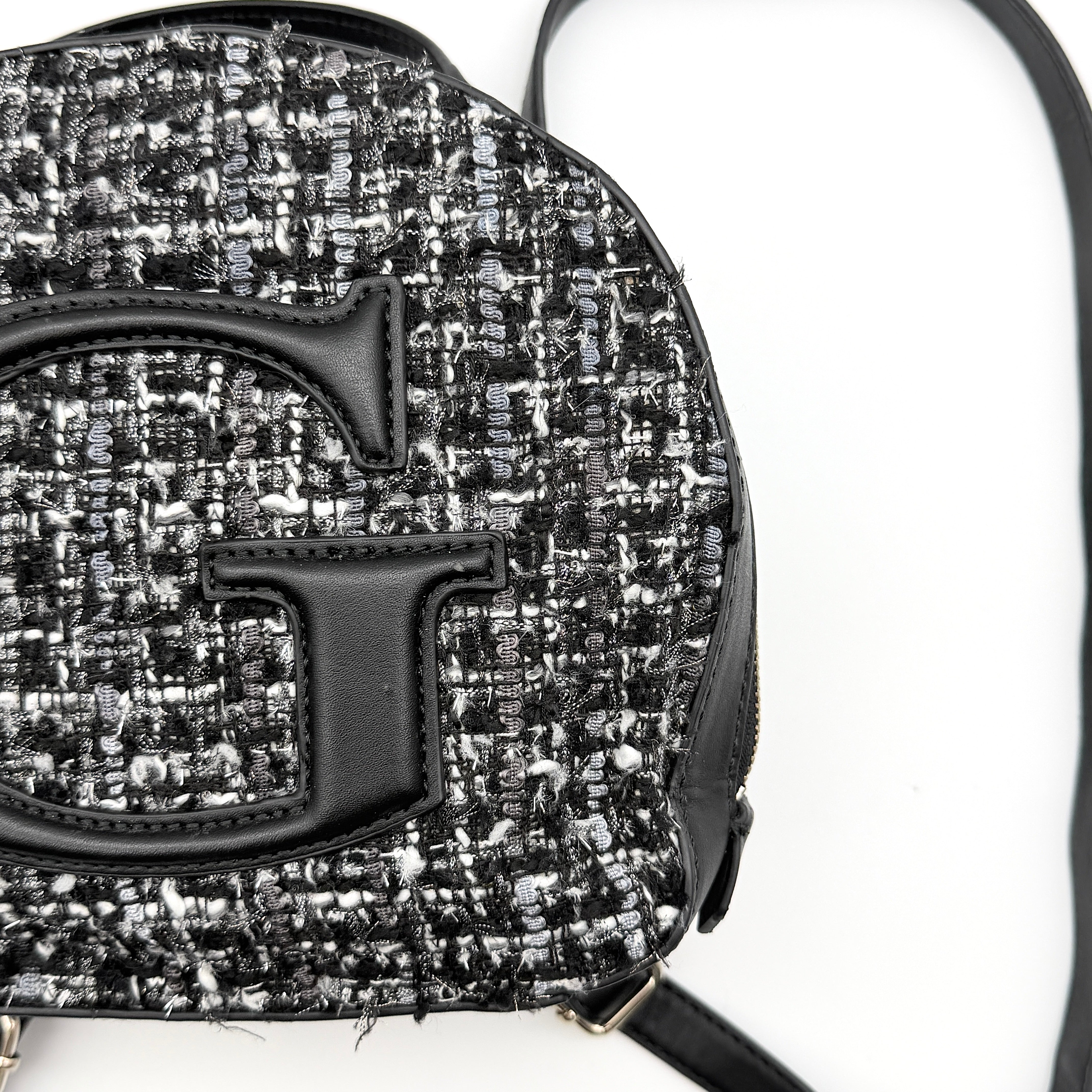 Guess Viola Tweed Convertible Crossbody Backpack Black