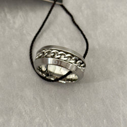 Diesel Stainless Steel Chain Inlay Ring with engraved Diesel logo and a bold chain-link detail.