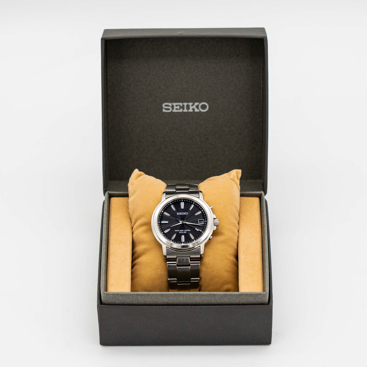 Seiko 7B52-0AF0 Black Dial Stainless Steel Watch