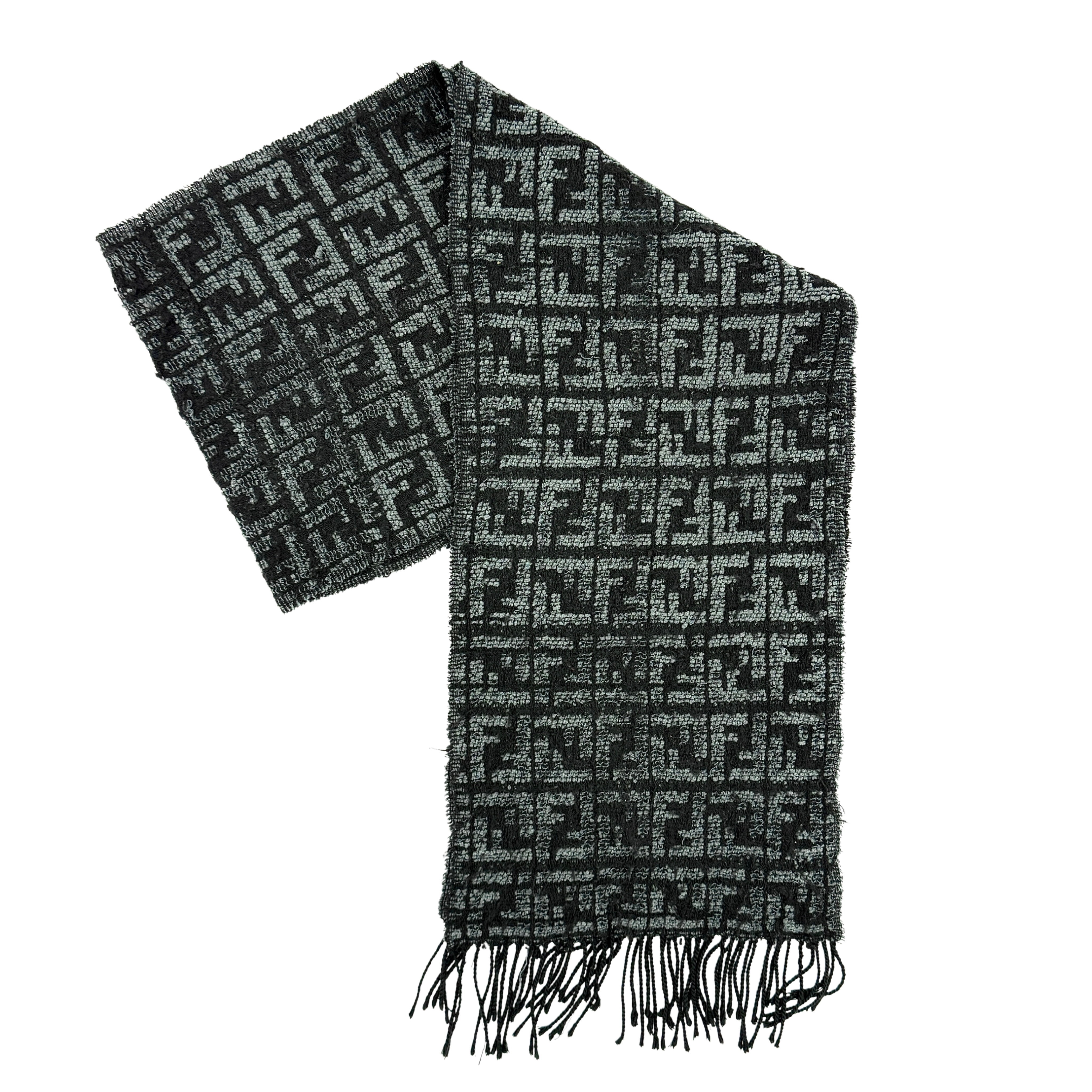 Fendi FF Monogram Scarf Grey/Black