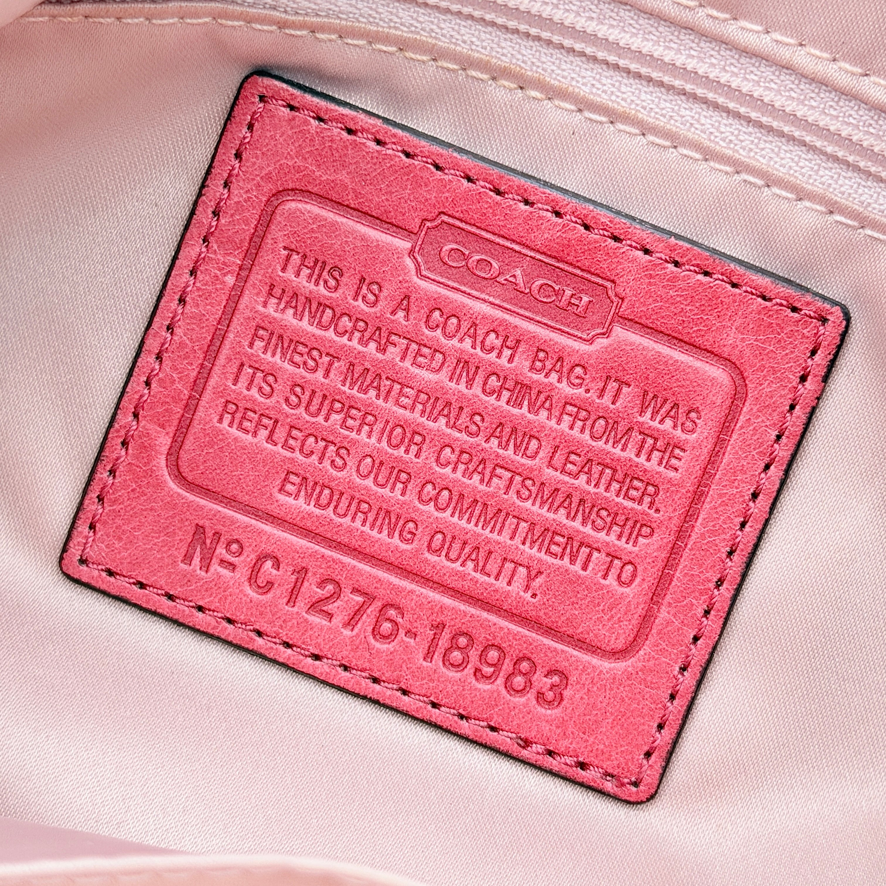 Coach 2Way Signature Shoulder Bag Beige/Pink