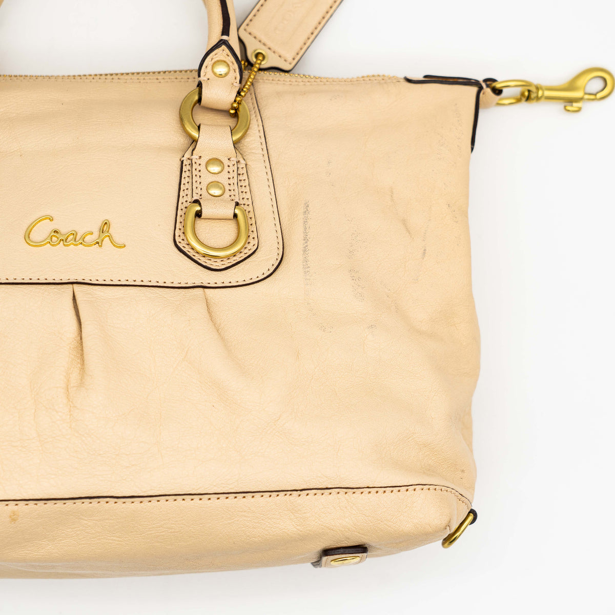 Coach 2Way Ashley Leather Satchel Handbag Beige