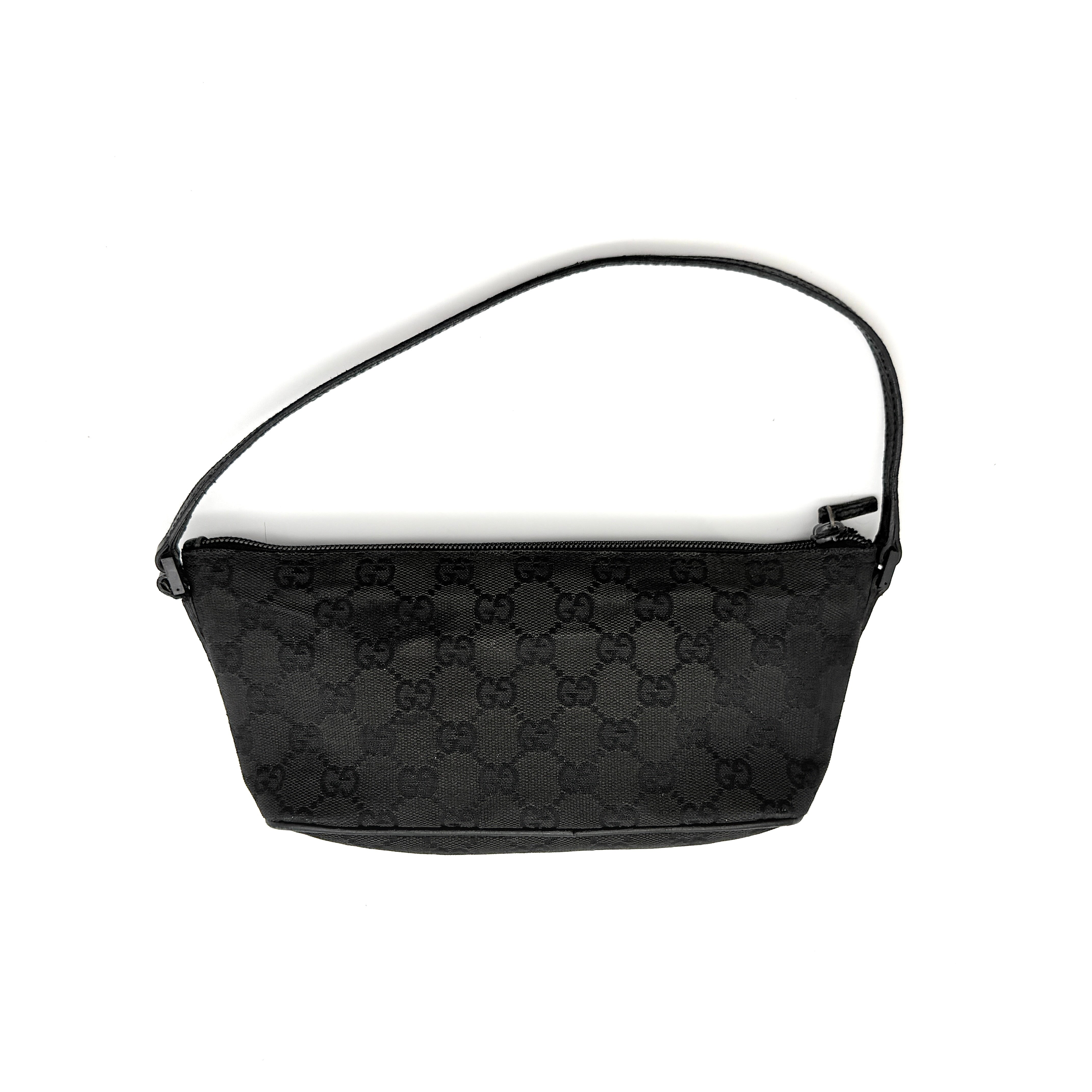 Gucci GG Monogram Pochette Boat Shoulder Bag Black